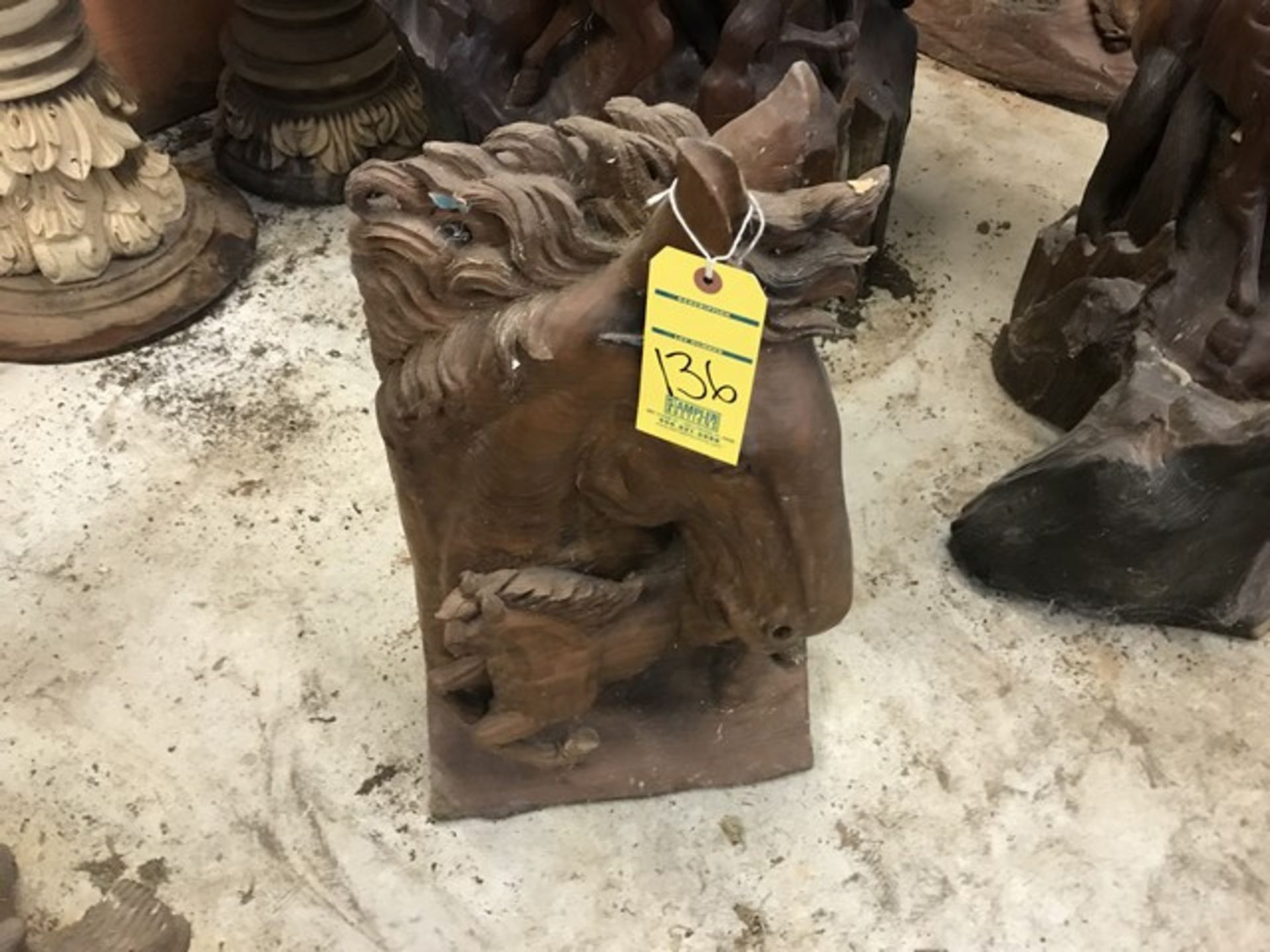 CARVED WOOD STATUE - 2 HORSES - 22''H (FOB LOXAHATCHEE, FL)