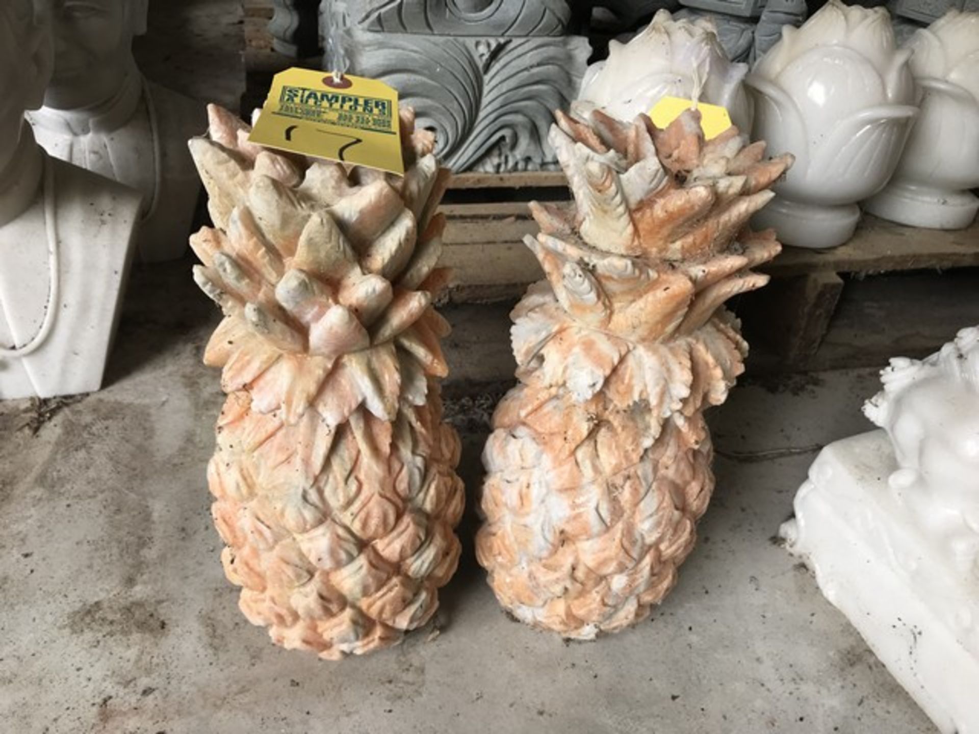 MARBLE STATUES - PINEAPPLES - APPROXIMATELY 12''x6''x6'' (FOB LOXAHATCHEE, FL)