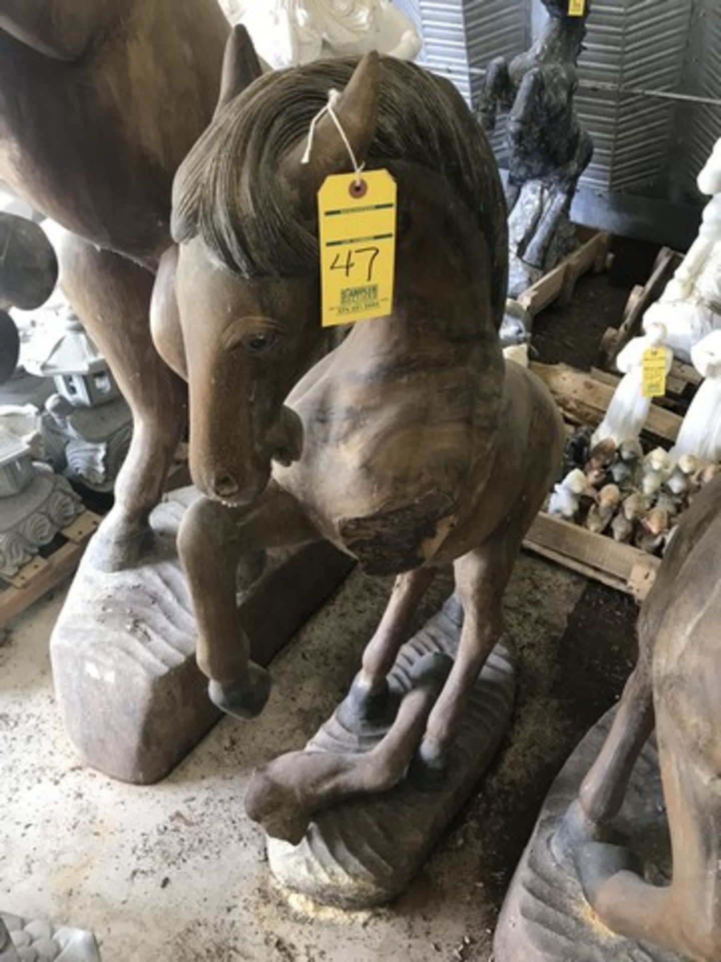 WOOD STATUE - HORSE - APPROXIMATELY 52''x28''x12'' (DAMAGED) (FOB LOXAHATCHEE, FL)