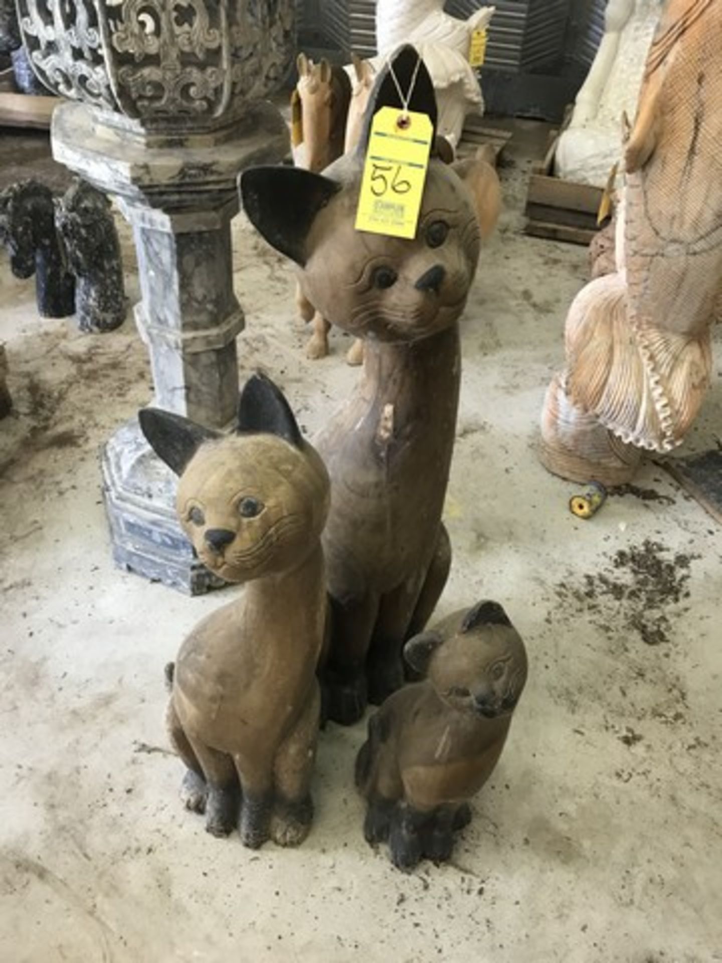 CARVED WOOD STATUES - CATS - 1- 40''H / 1- 30''H / 1- 20''H (FOB LOXAHATCHEE, FL)