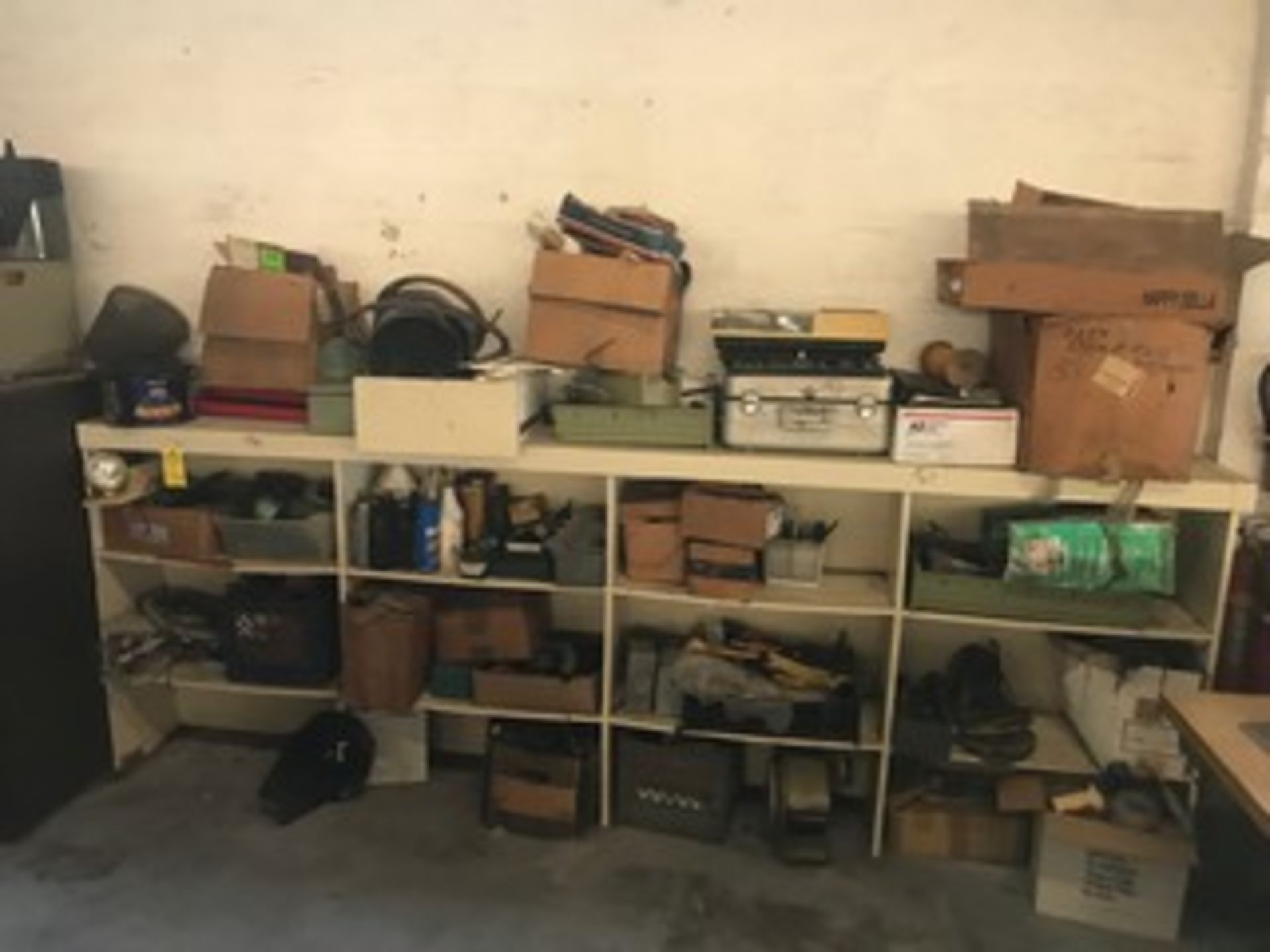 LOT LUBRICANTS, PARTS, HARDWARE, ETC (CONTENTS OF CORNER - CABINET / FILE CABINET / SHELVING) - Image 2 of 2