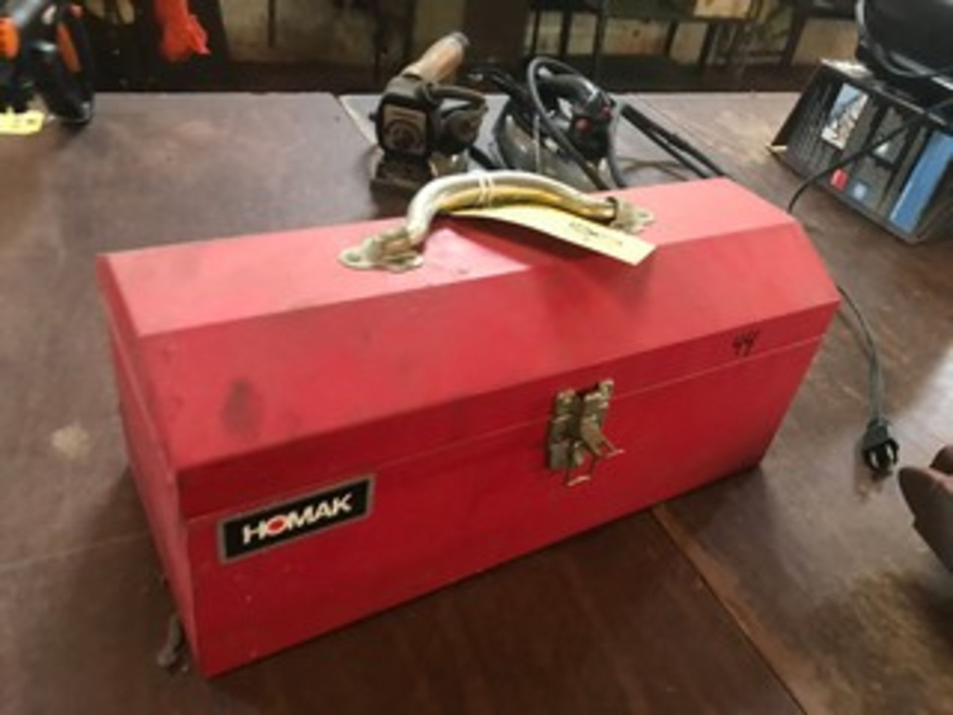 RED TOOL BOX WITH RIGGERS, DOLLIES, CHALKS, ETC - Image 2 of 2