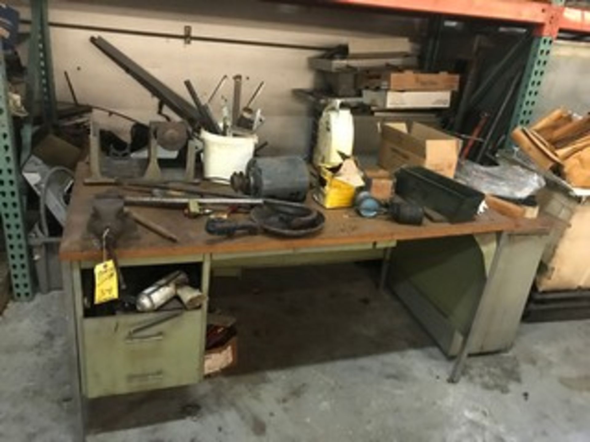 AIR HANDLER, COMPRESSOR & TABLE WITH VISE, PARTS, MOTORS, SCRAP, ETC (CONTENTS OF 2 SECTIONS) - Image 2 of 3