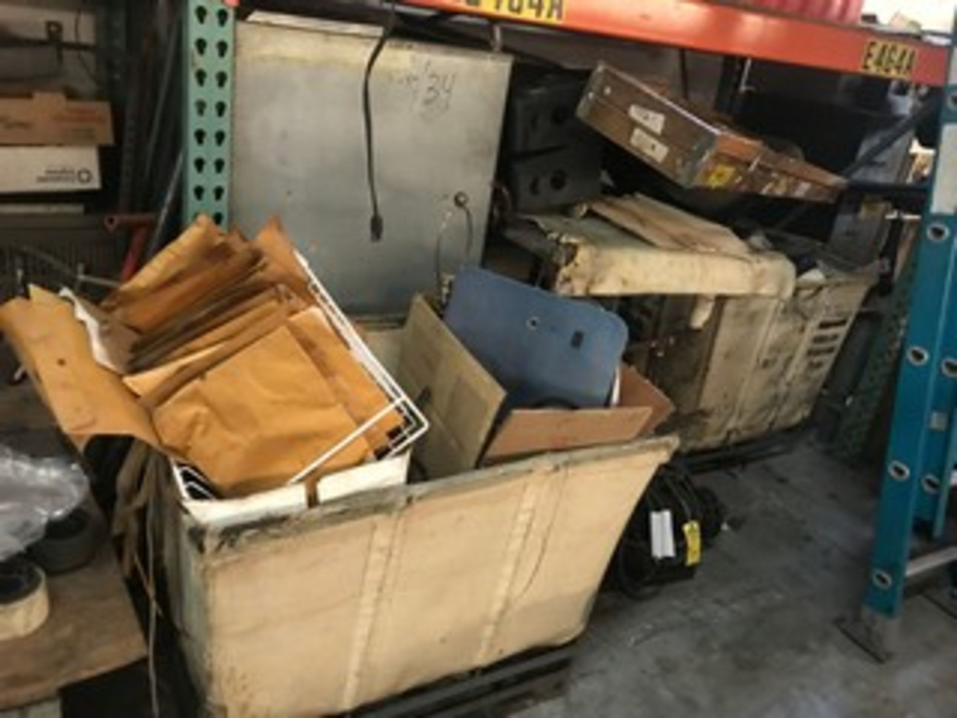 AIR HANDLER, COMPRESSOR & TABLE WITH VISE, PARTS, MOTORS, SCRAP, ETC (CONTENTS OF 2 SECTIONS)