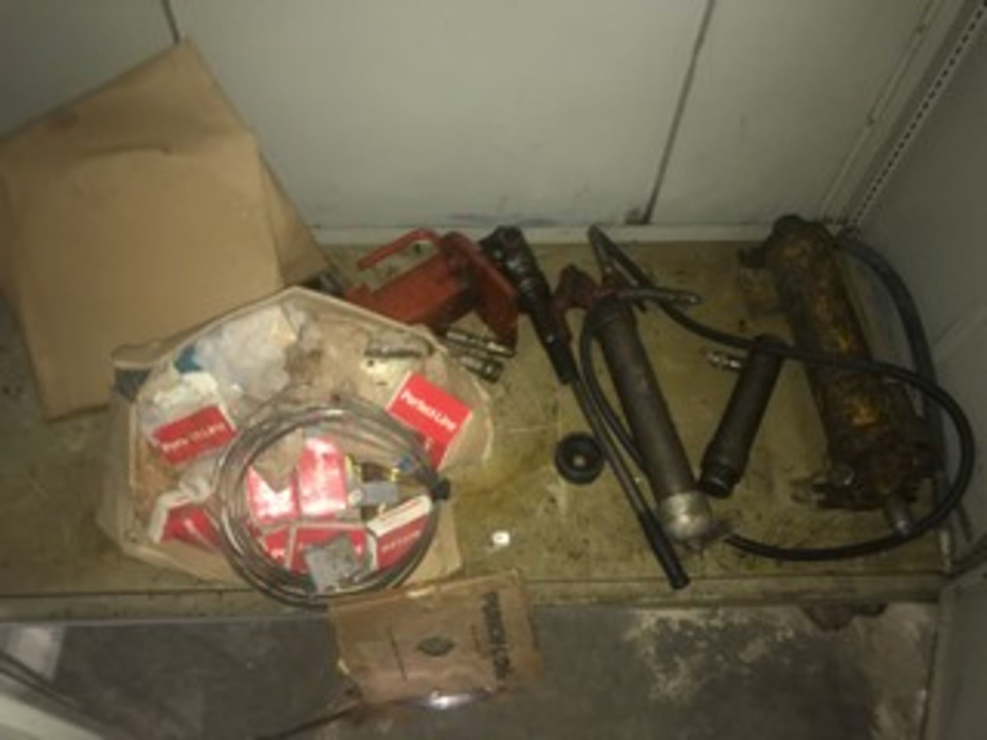 LOT PARTS, CABLES, PUMPS, ETC - CONTENTS OF TOOL BOX