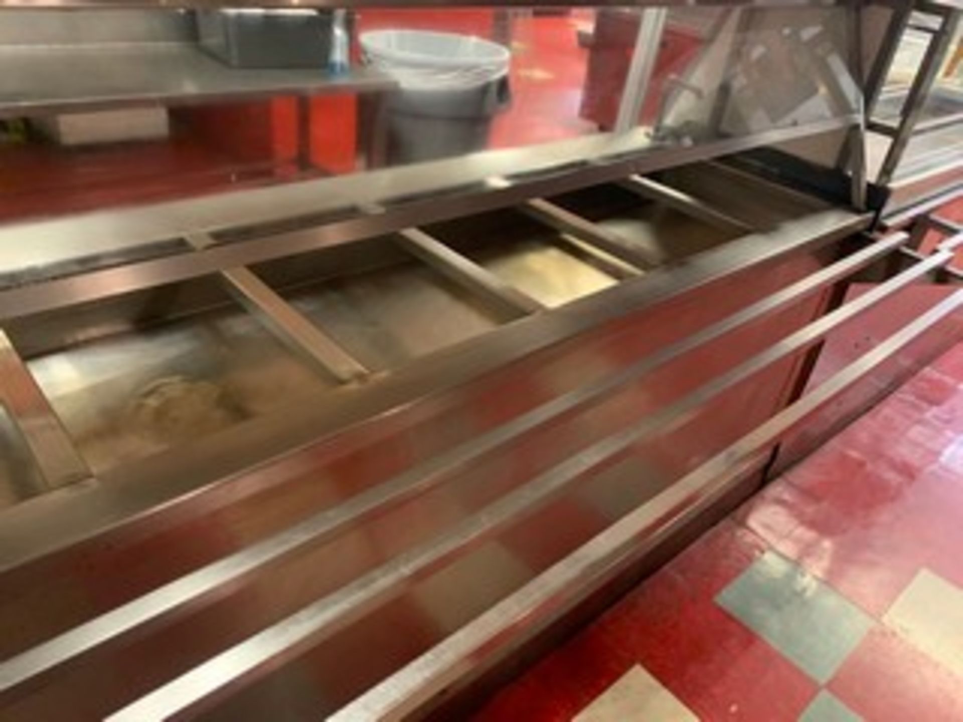 STAINLESS STEEL STEAM TABLE WITH SNEEZE GUARD & RAIL - 14' - Image 2 of 3