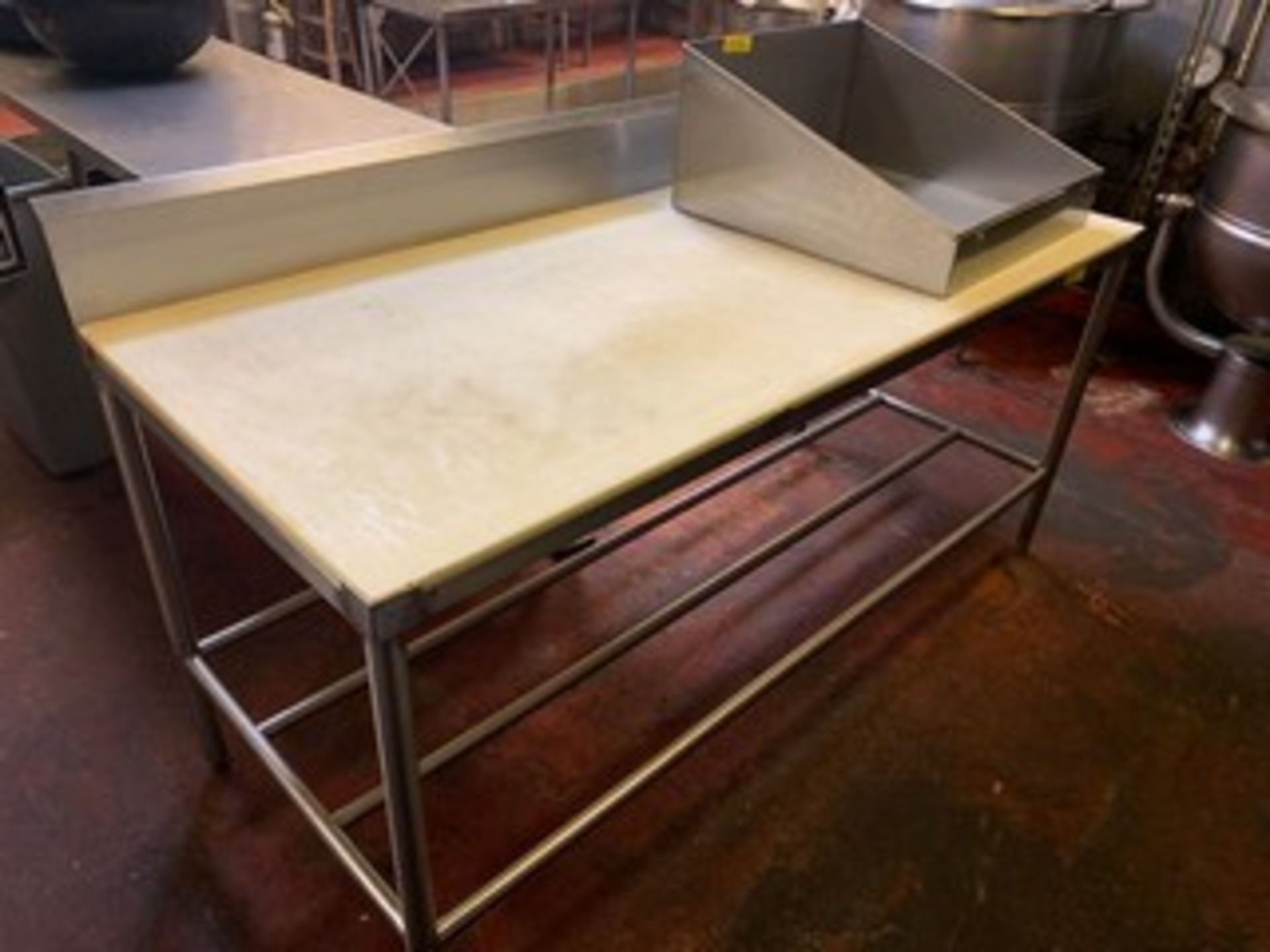 STAINLESS STEEL TABLE WITH CUTTING BOARD TOP - 6'