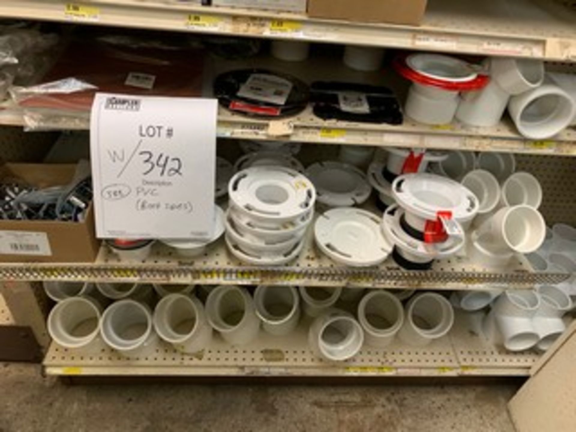 ASSORTED PVC PLUMBING ELBOWS, FITTINGS, ETC (BOTH SIDES)