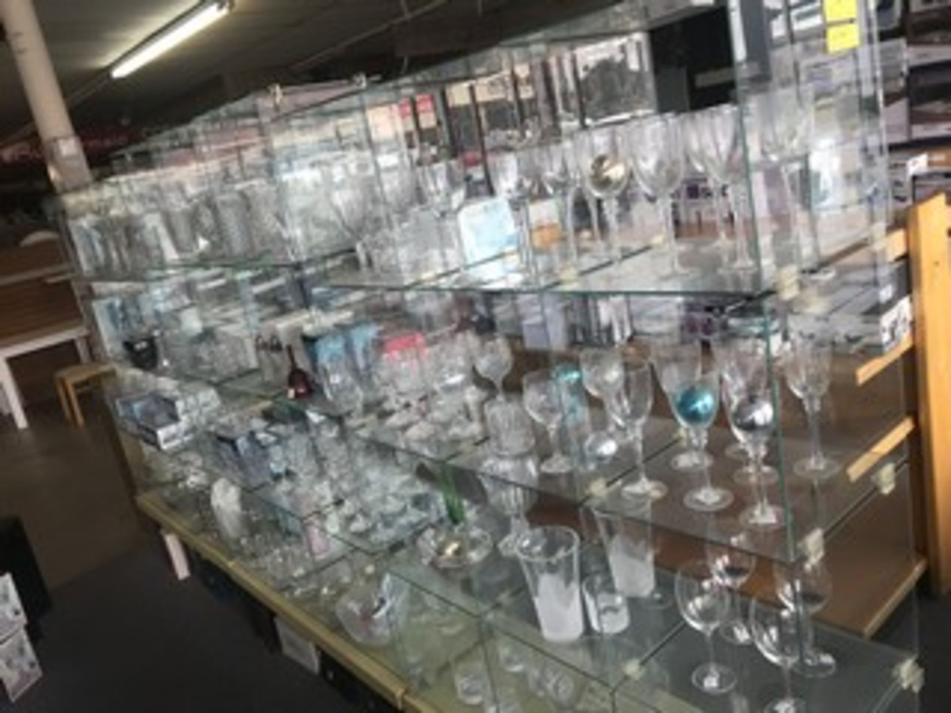 ASSORTED GLASS & CRYSTAL GLASSWARE, ICE BUCKETS, ETC