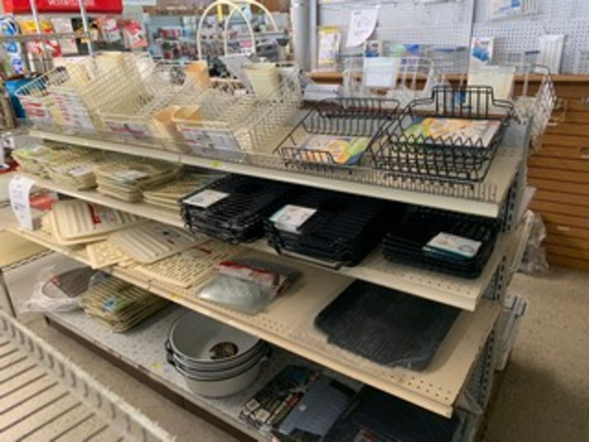 ASSORTED RACKS, CADDIES, TUBS, SINK PROTECTORS, ORGANIZERS, TOWEL BARS, ETC