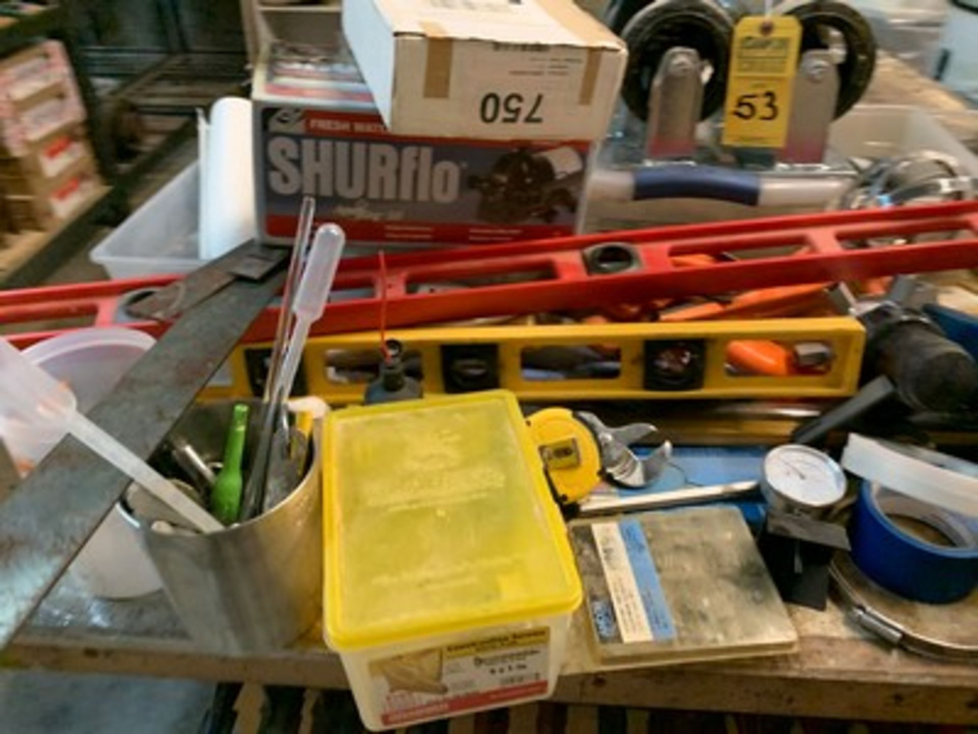 LOT MAGNETIC BASES, SANDPAPER HOLDERS, TAPE, TAPE MEASURERS, LEVELS, SLEDGE - Image 2 of 2