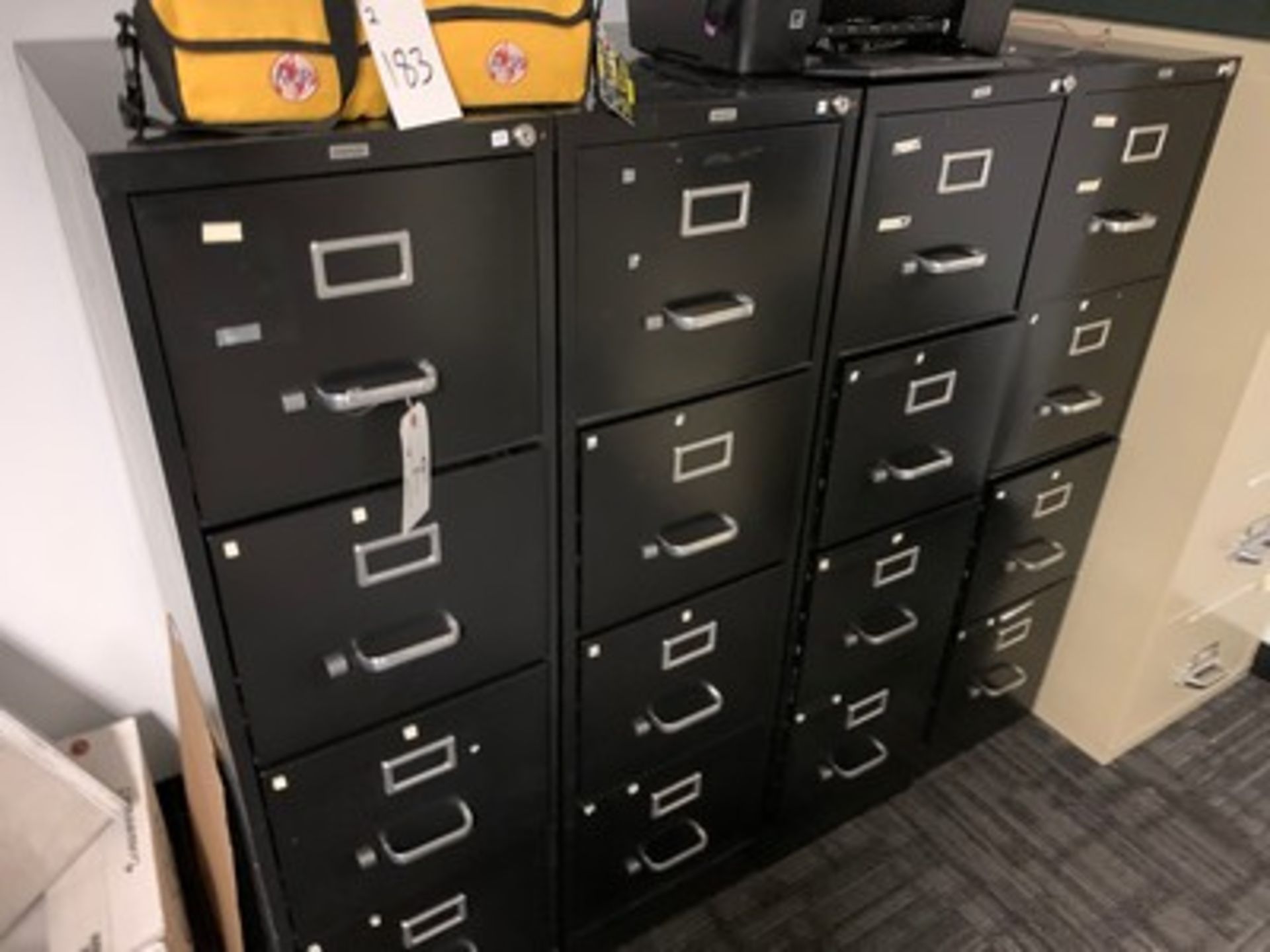 STAPLES BLACK FILE CABINET WITH 4 DRAWERS