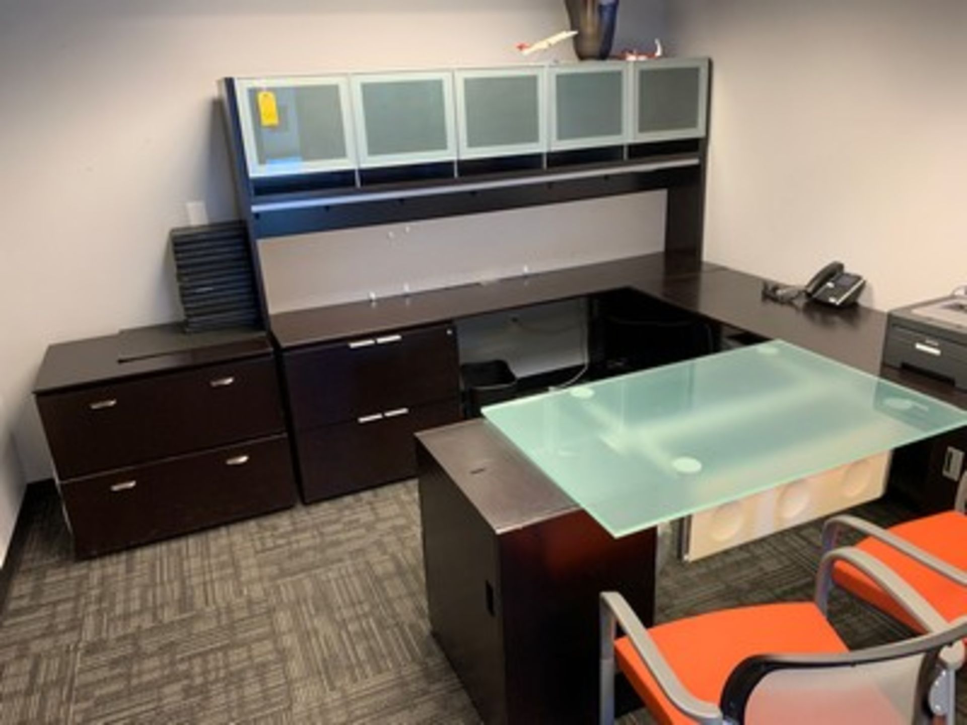 MODERN WOOD OFFICE SUITE - U-SHAPE DESK & LATERAL FILE CABINET WITH 2 DRAWERS