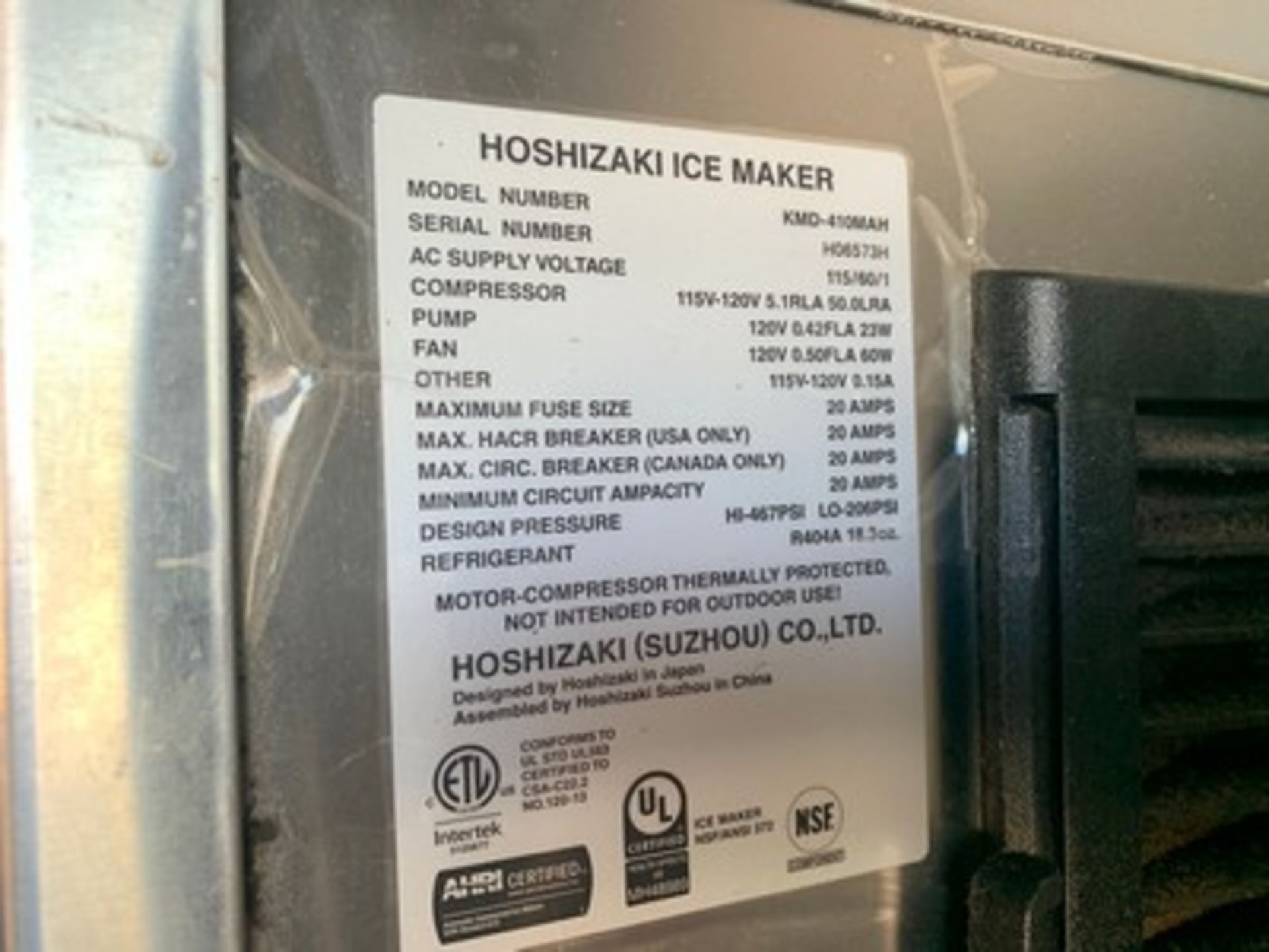 HOSHIZAKI ICE MAKER WITH 200LB BIN - Image 4 of 4