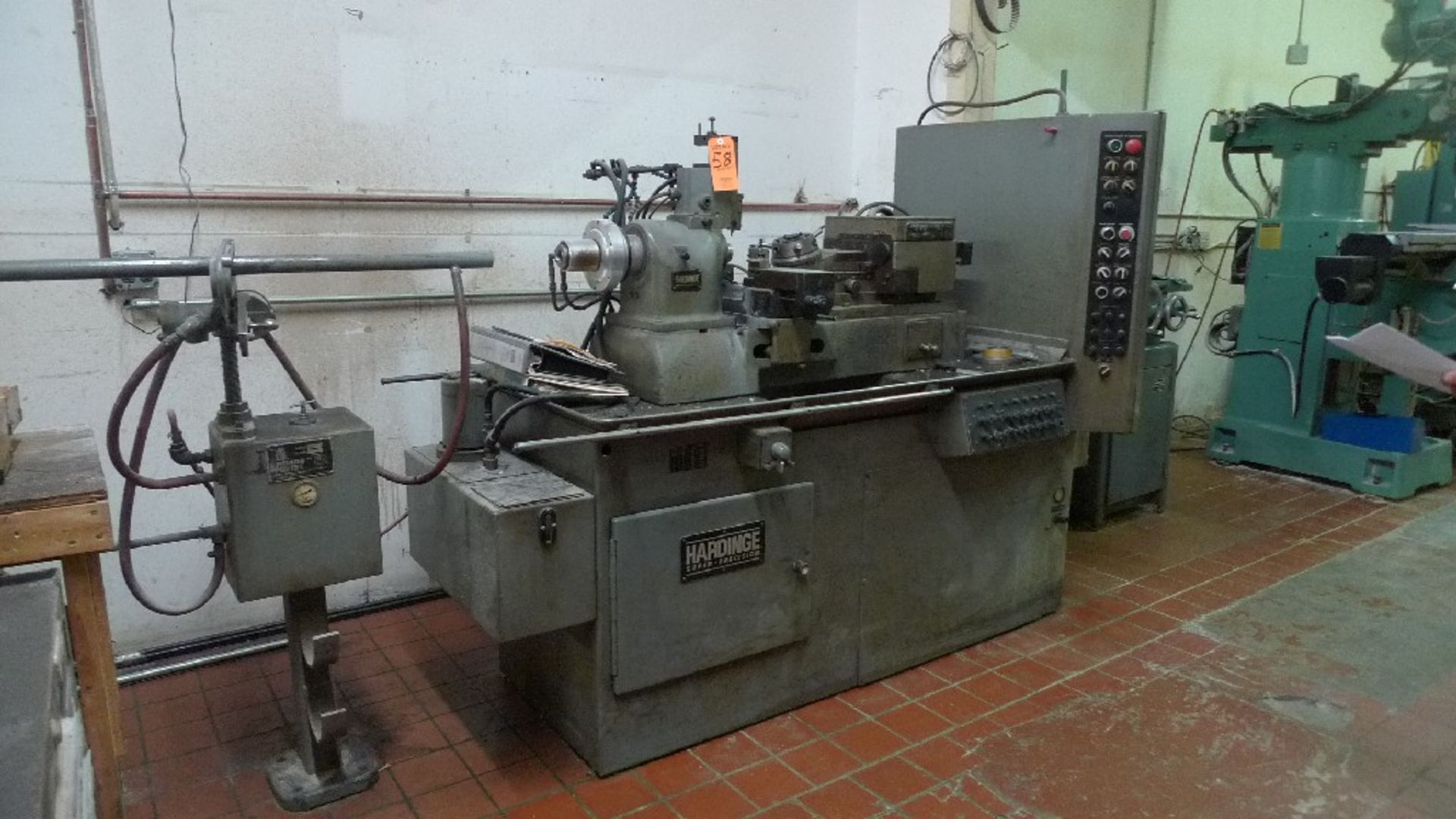 HARDINGE MODEL DSM-A SECOND OPERATION LATHE S/N DSM-A-5C-627 W/ LIPE BAR FEED; VERTICAL SLIDE