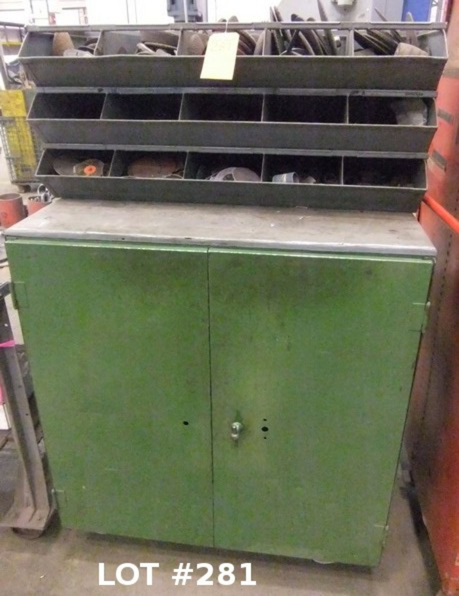 LOT: CABINET & BINS W/ CONTENTS