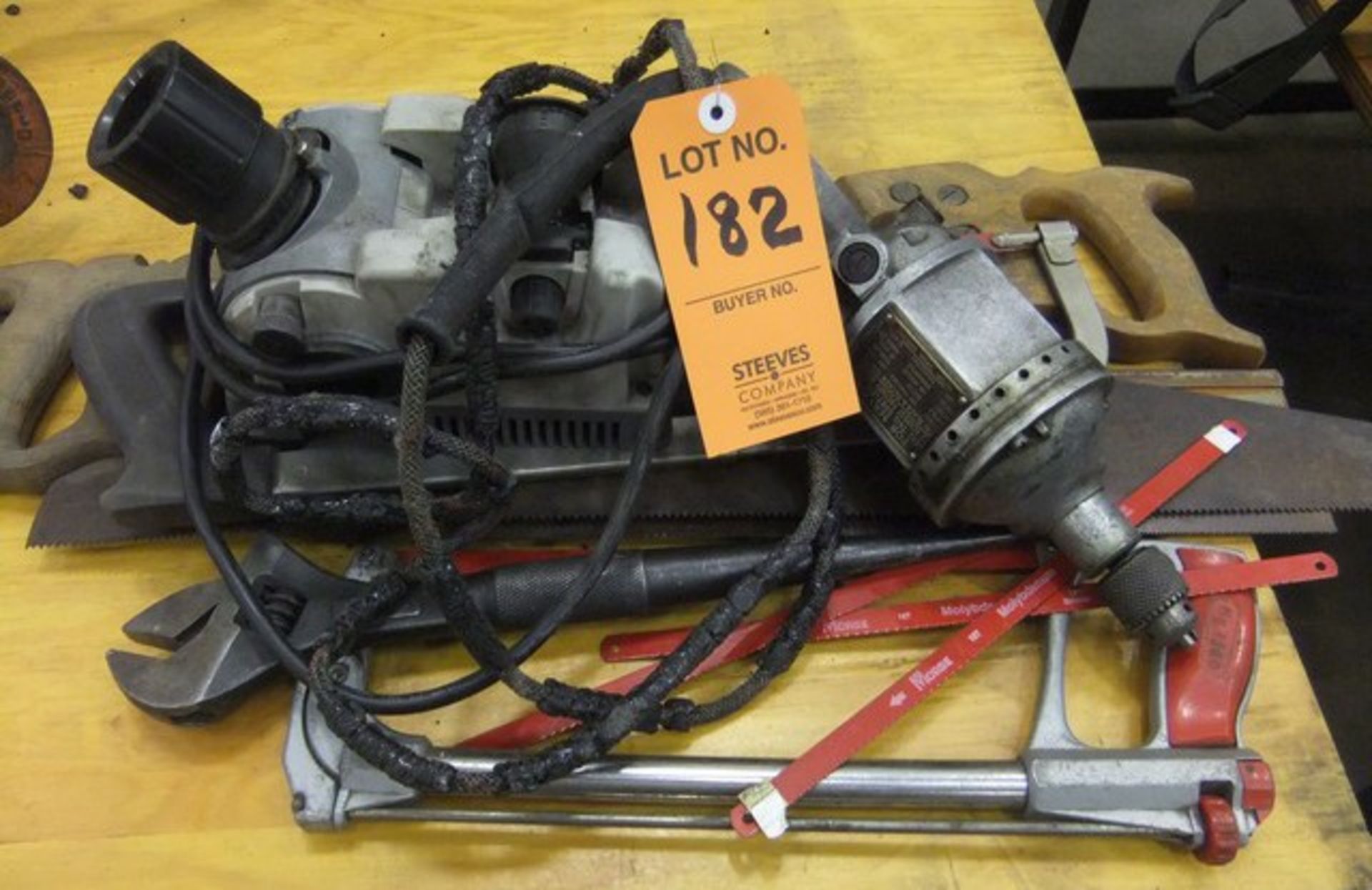 LOT: DRILL SHARPENER; DRILL & SAWS