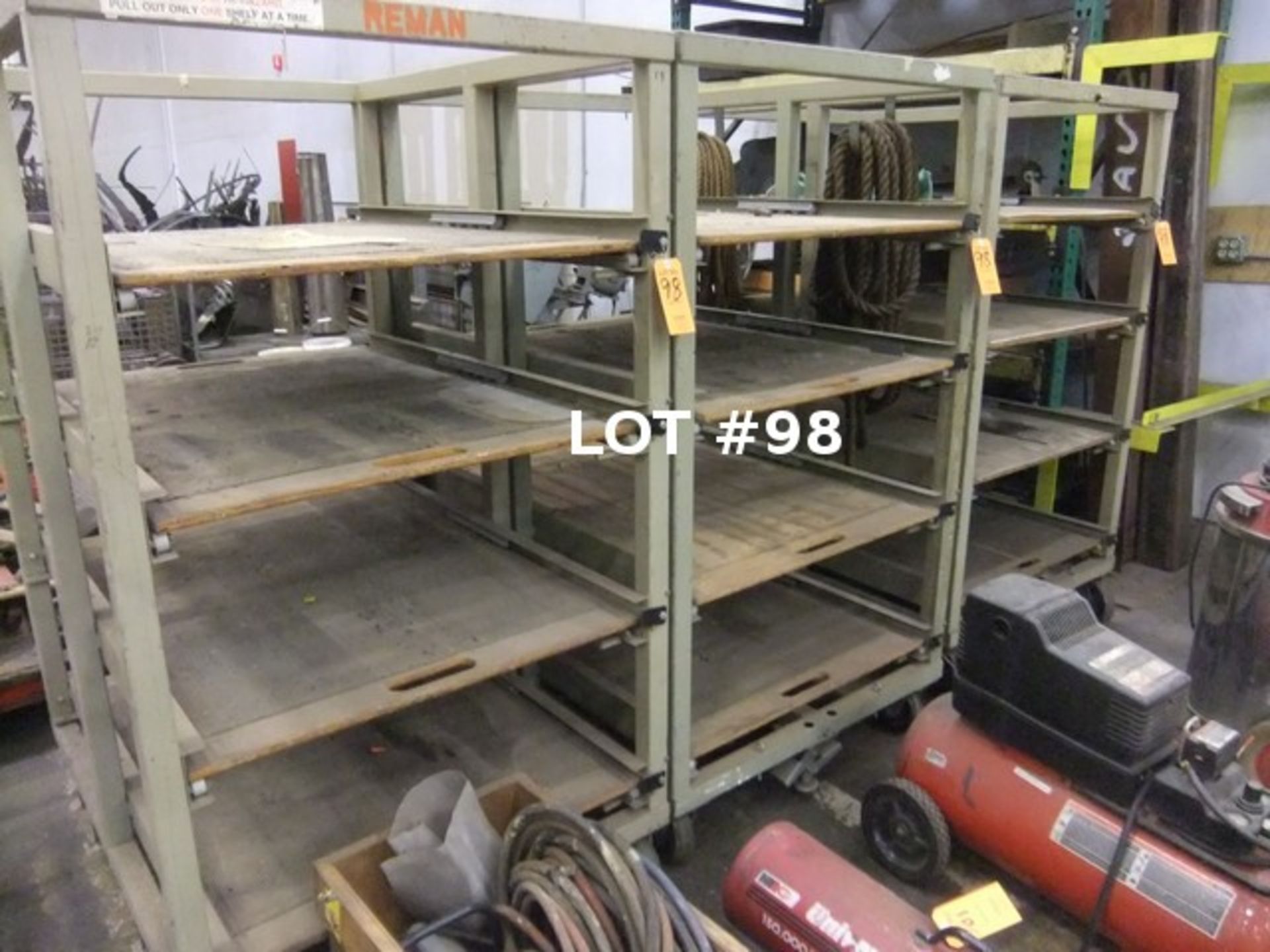 LOT: (4) ROLLING CARTS & SHELVES