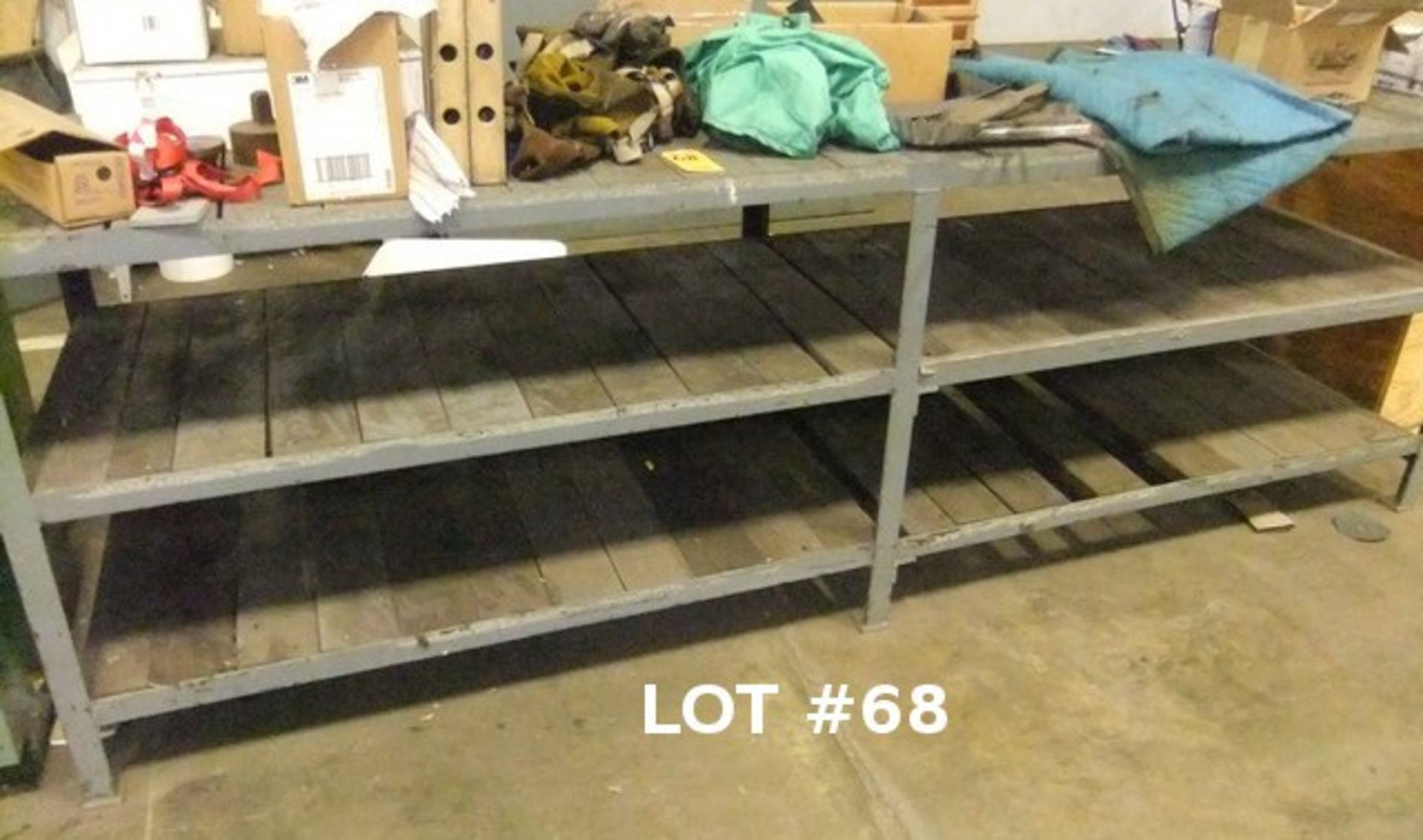 LOT: METAL TABLE W/ CONTENTS