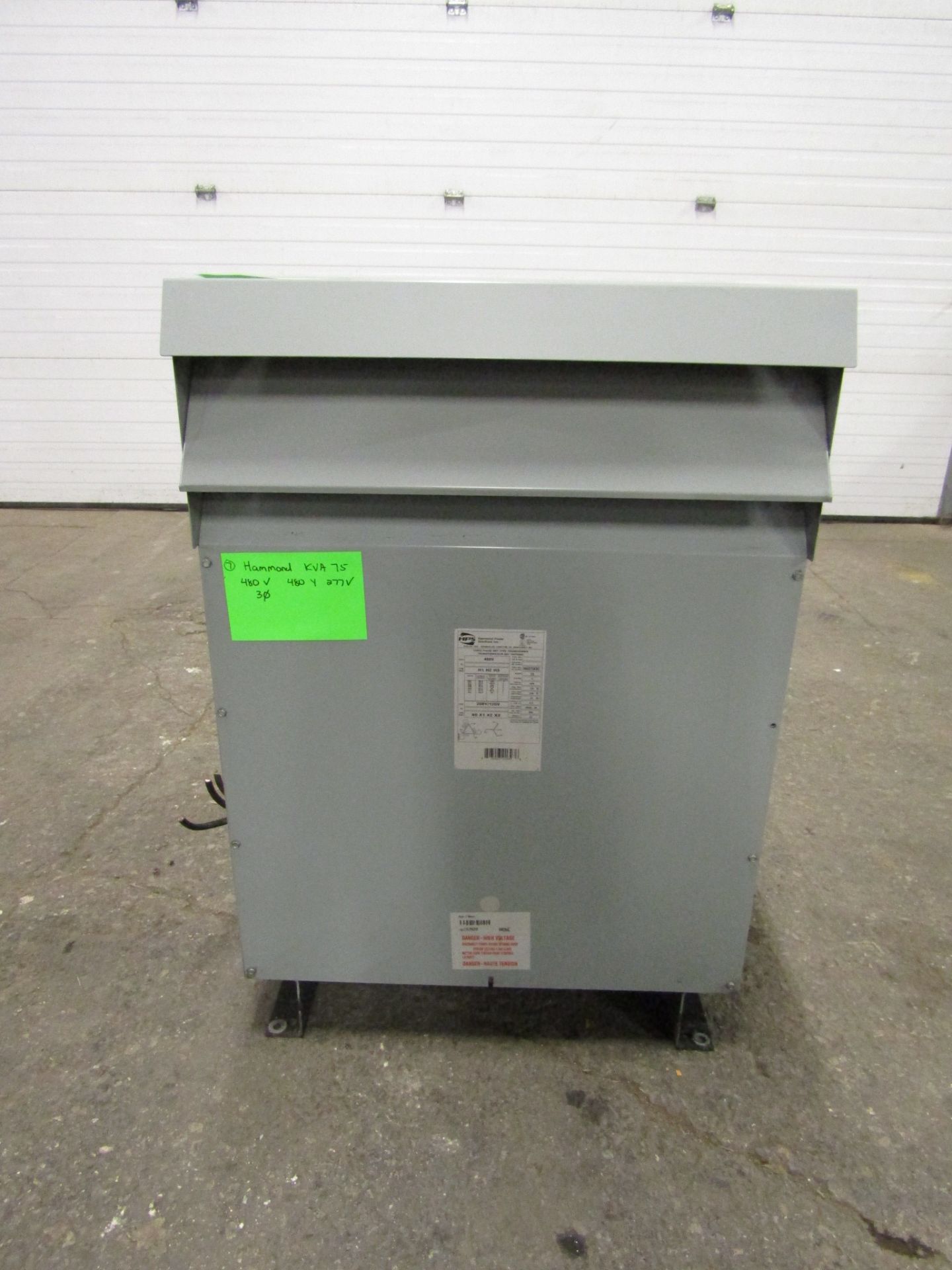 Hammond 75 KVA Electrical Transformer - 480V to 480Y / 277V 3 phase