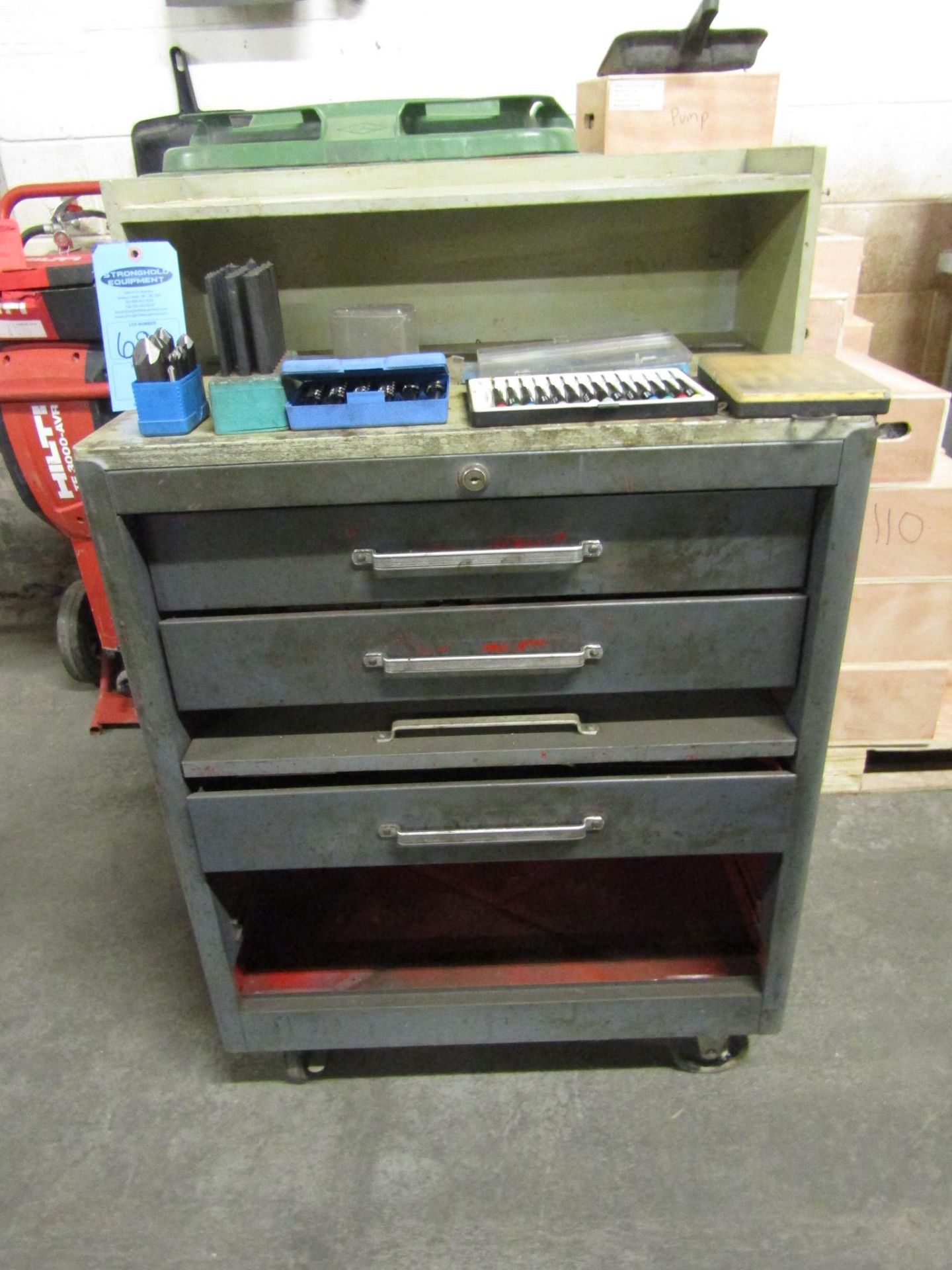 Tool Cabinet 4 drawer on wheels with hundreds of drill bits, inserts and inspection tools