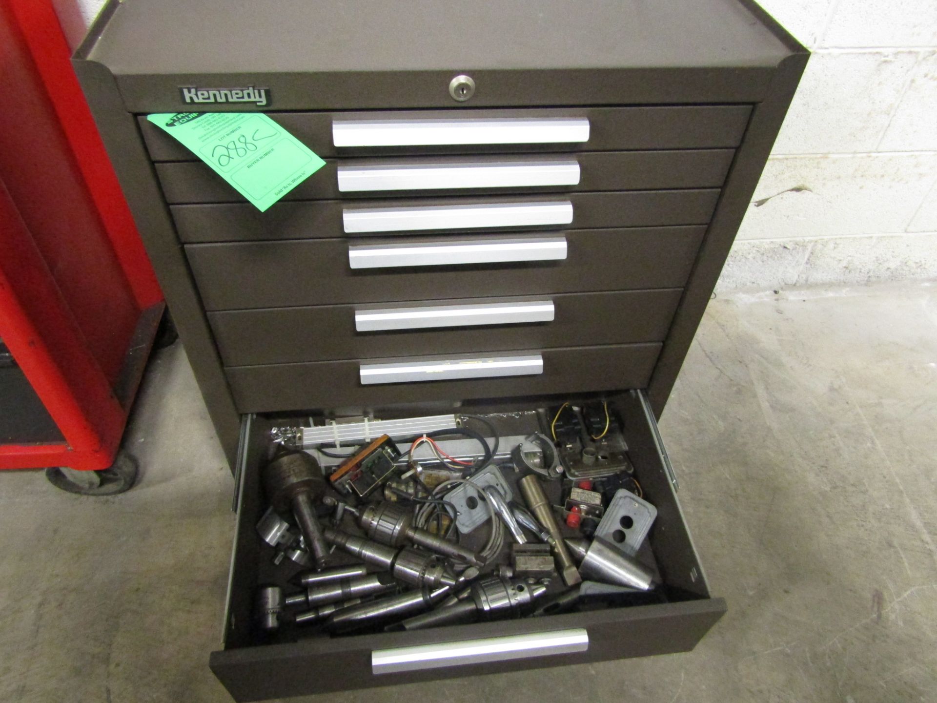 Kennedy Cabinet with assorted tools, reamers