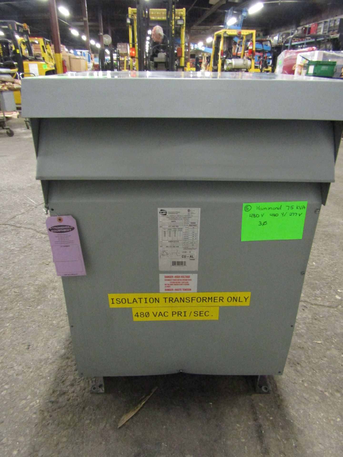 Hammond 75 KVA Electrical Transformer - 480V to 480Y / 277V 3 phase