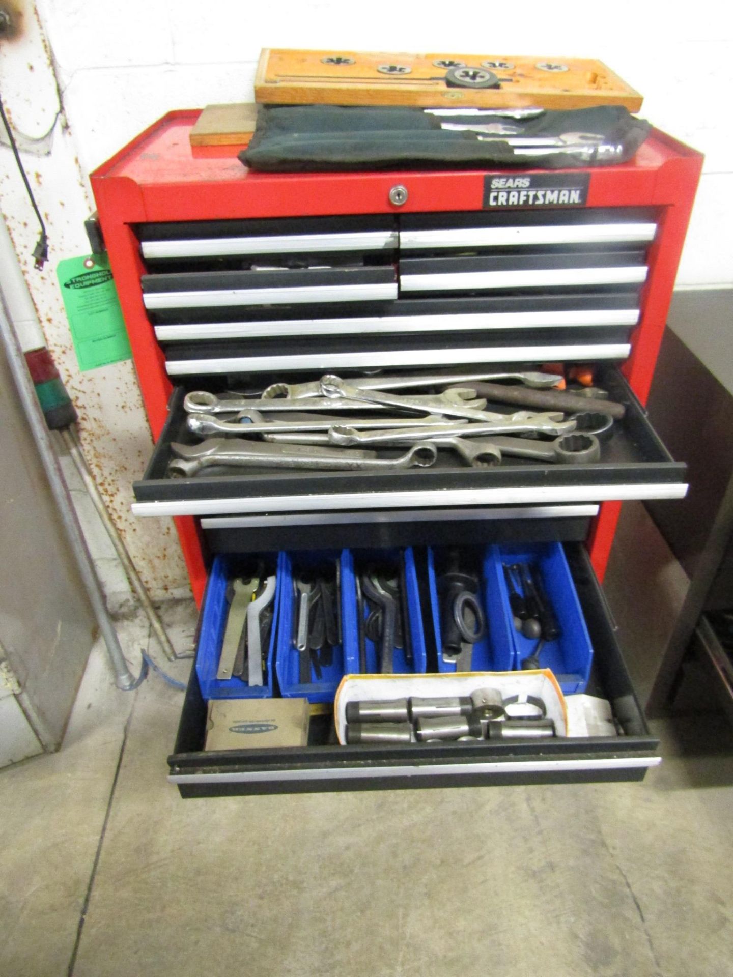 Craftsmen Heavy Duty Cart on wheels with wrenches, dies, taps and collets