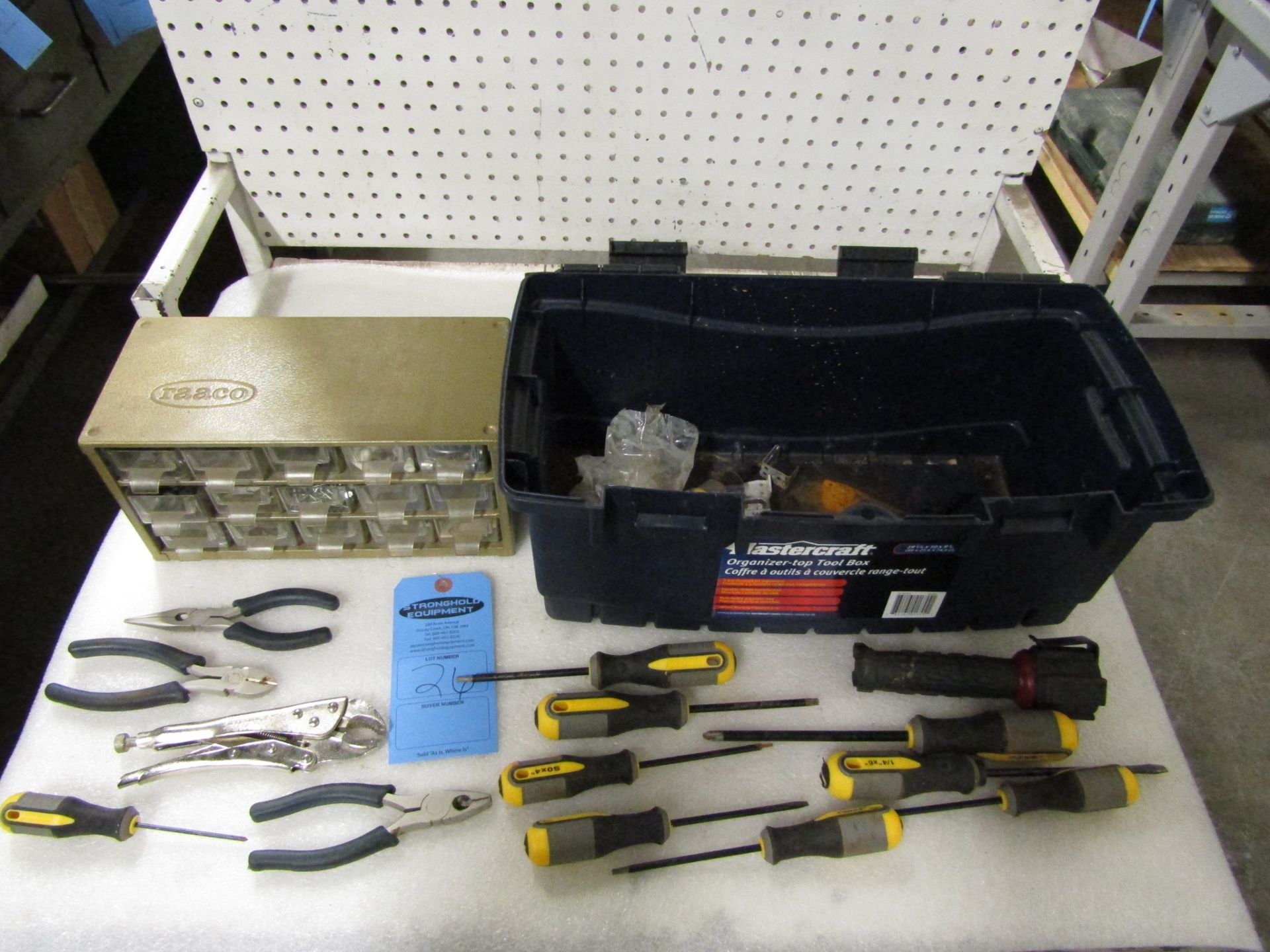 Mastercraft Toolbox with pliers and other assorted tools