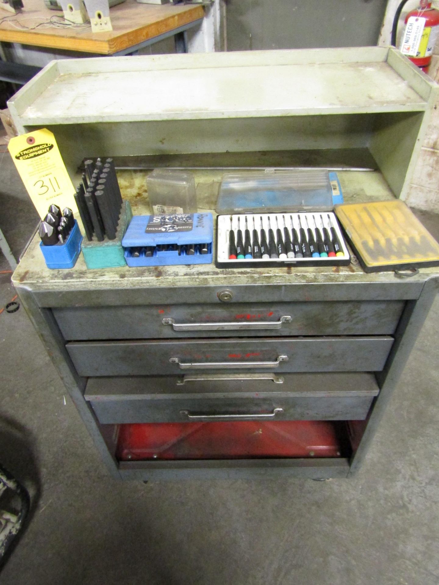 Tool Cabinet 4 drawer on wheels with hundreds of drill bits, inserts and inspection tools