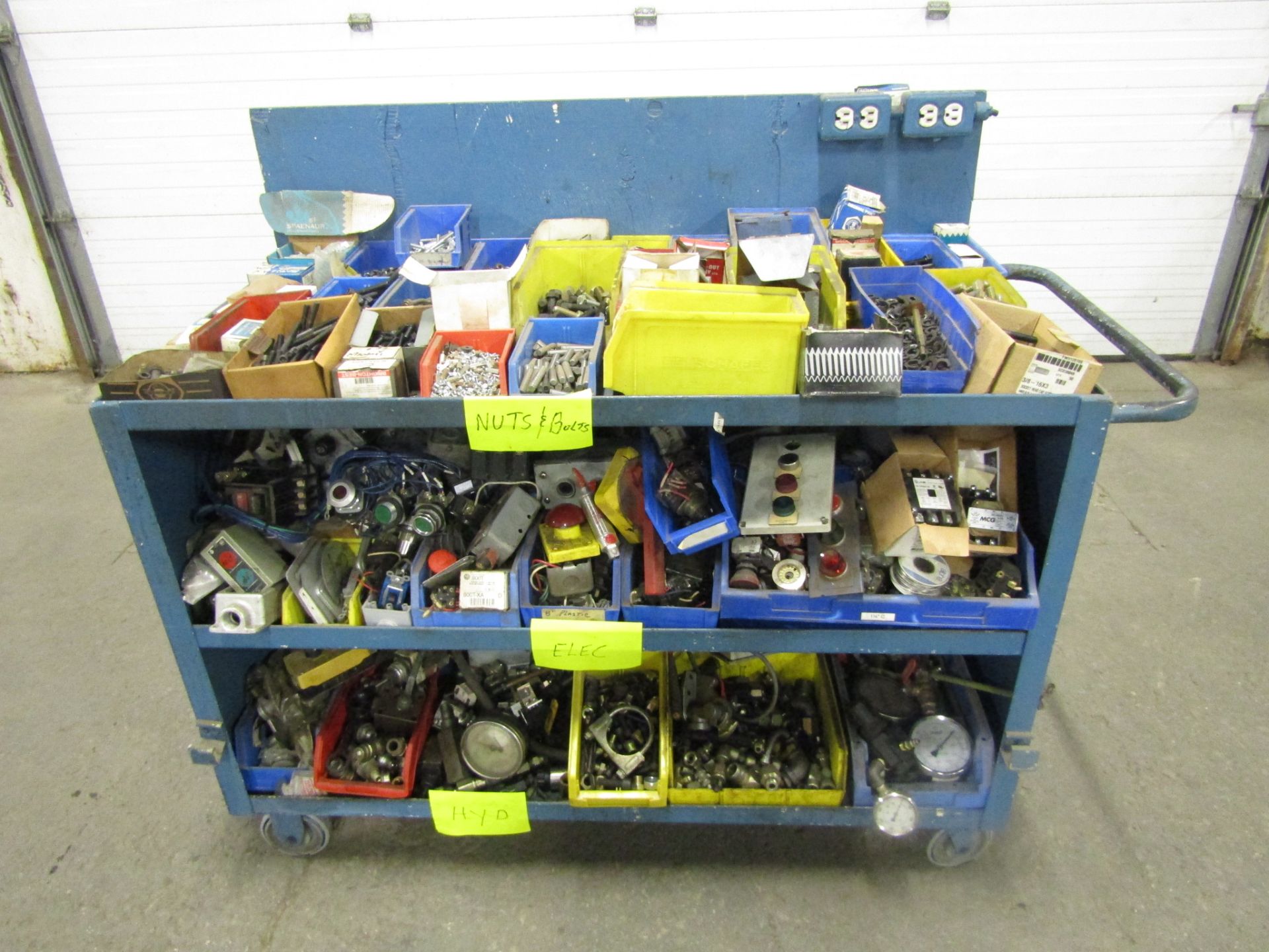 Cart with Assorted electrical and tooling