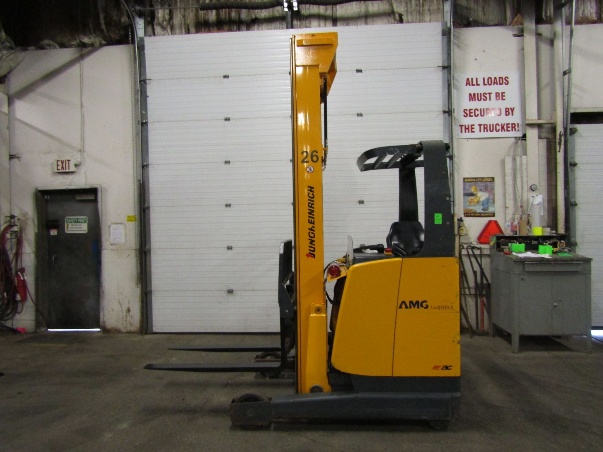 2012 Jungheinrich 3500lbs Capacity Electric Sit Down Reach Truck with 3-stage mast with sideshift