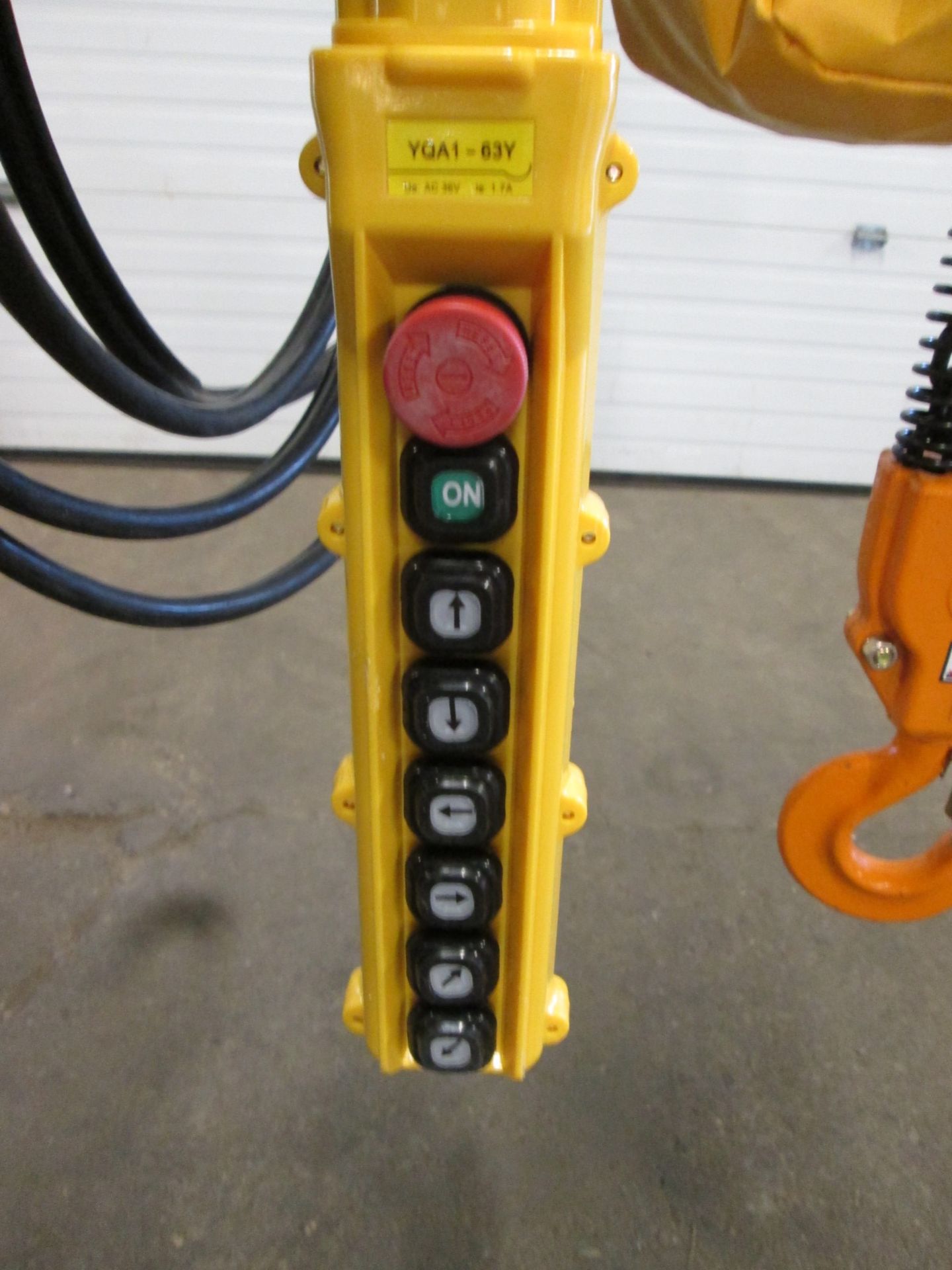 RW 1 Ton Electric chain hoist with power trolley and 8 button pendant controller - 220V - 20 foot - Image 2 of 3