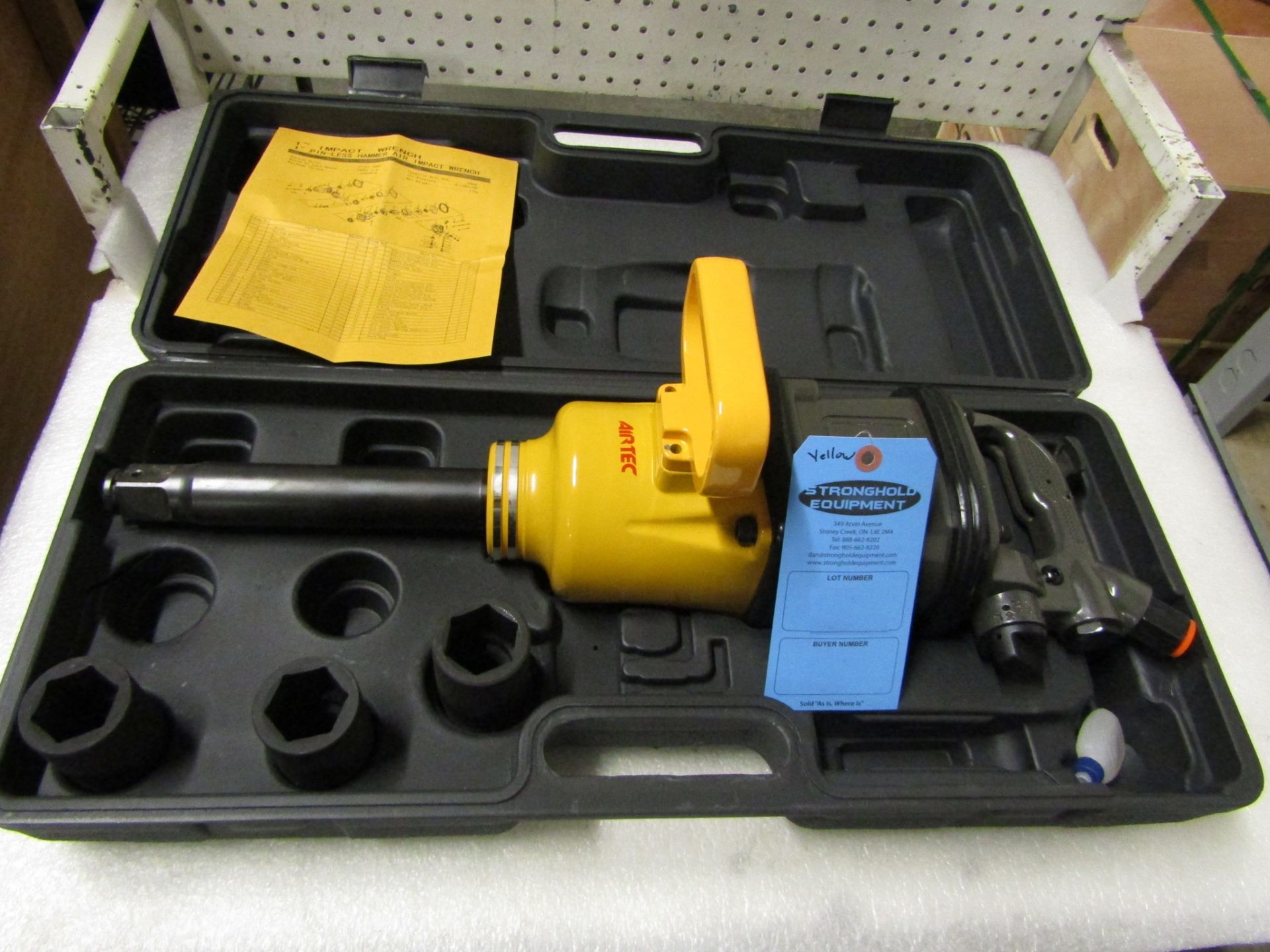 Extended Reach 1" Drive Air Impact Wrench - MINT UNUSED impact gun complete with sockets in