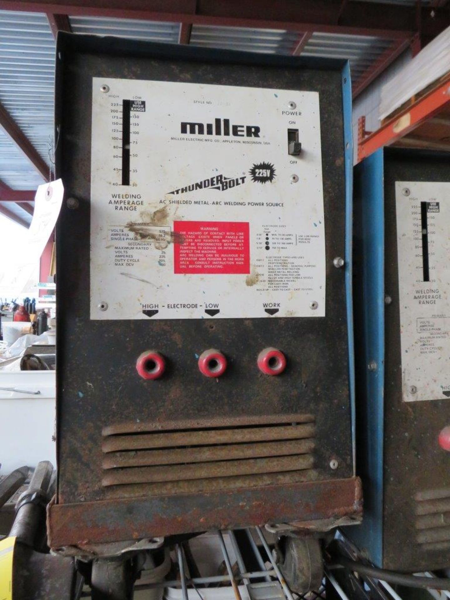 (2) Miller Thunderbolt Arc Welders - 225 Volt - Image 3 of 3