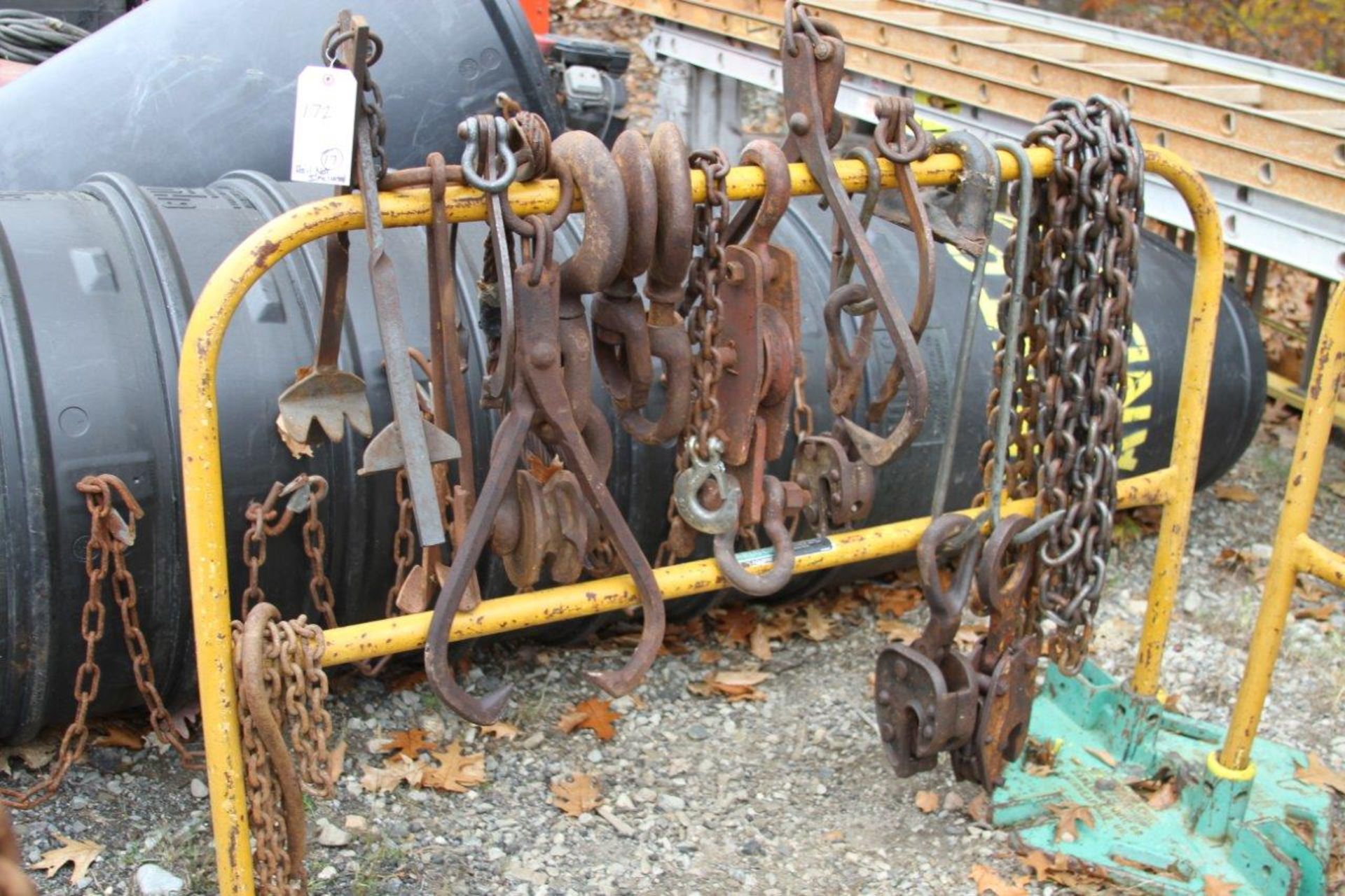 Chains, Grapples and Clamps 17 Assorted, NOT including rail
