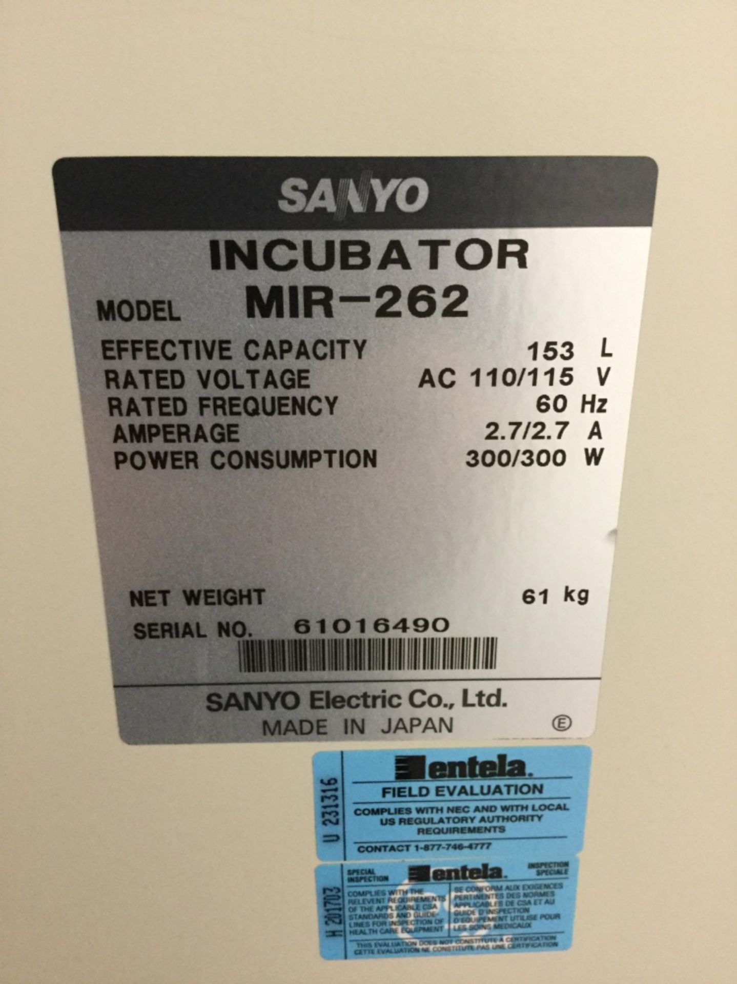 Sanyo MIR-262 Incubator - Image 2 of 3