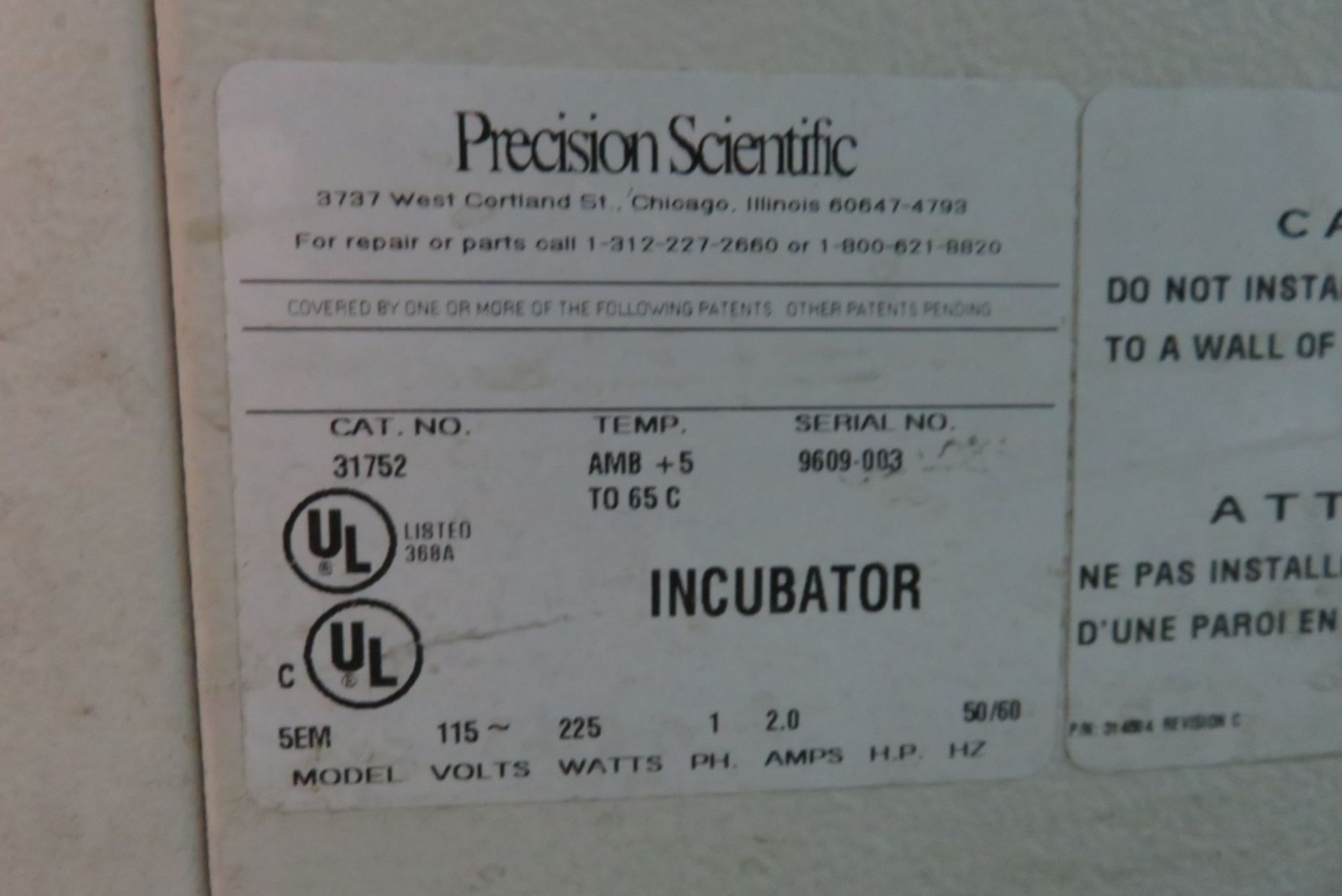 Precision Scientific 21752 Incubator - Image 5 of 5