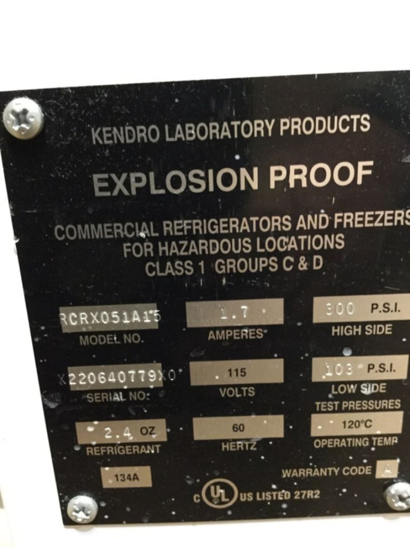 Kendro Revco Explosion Proof Undercounter Refrigerator - Image 2 of 3