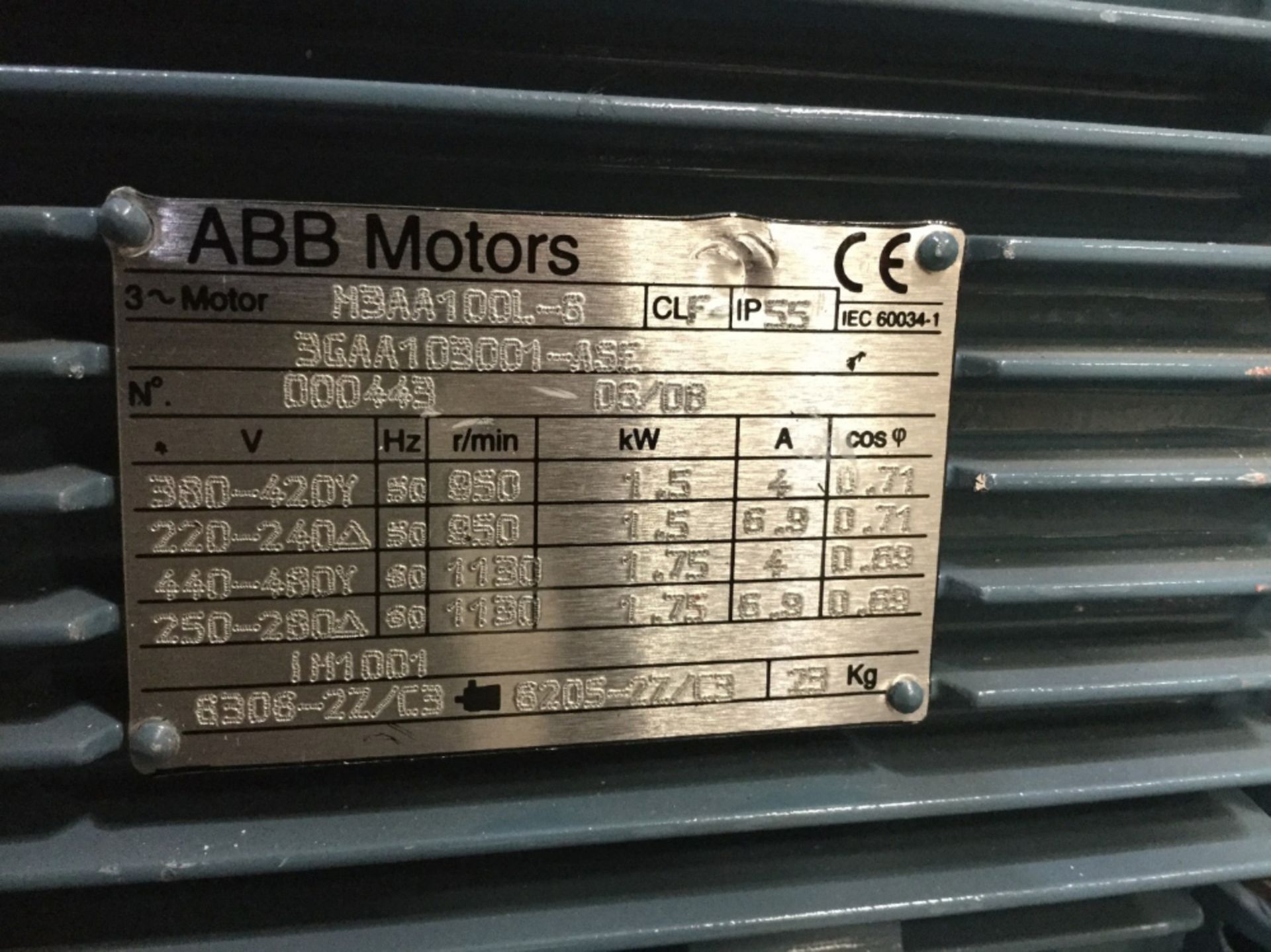 ABB Motors Model M3AA100L-6 Motor - Image 2 of 2