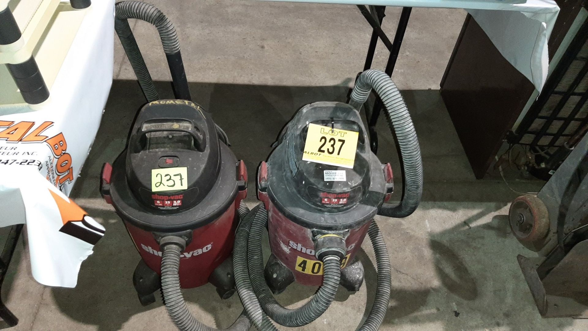 LOT DE (2) ASPIRATEURS DE CHANTIER "SHOP-VAC", 3 HP, 6 GAL.