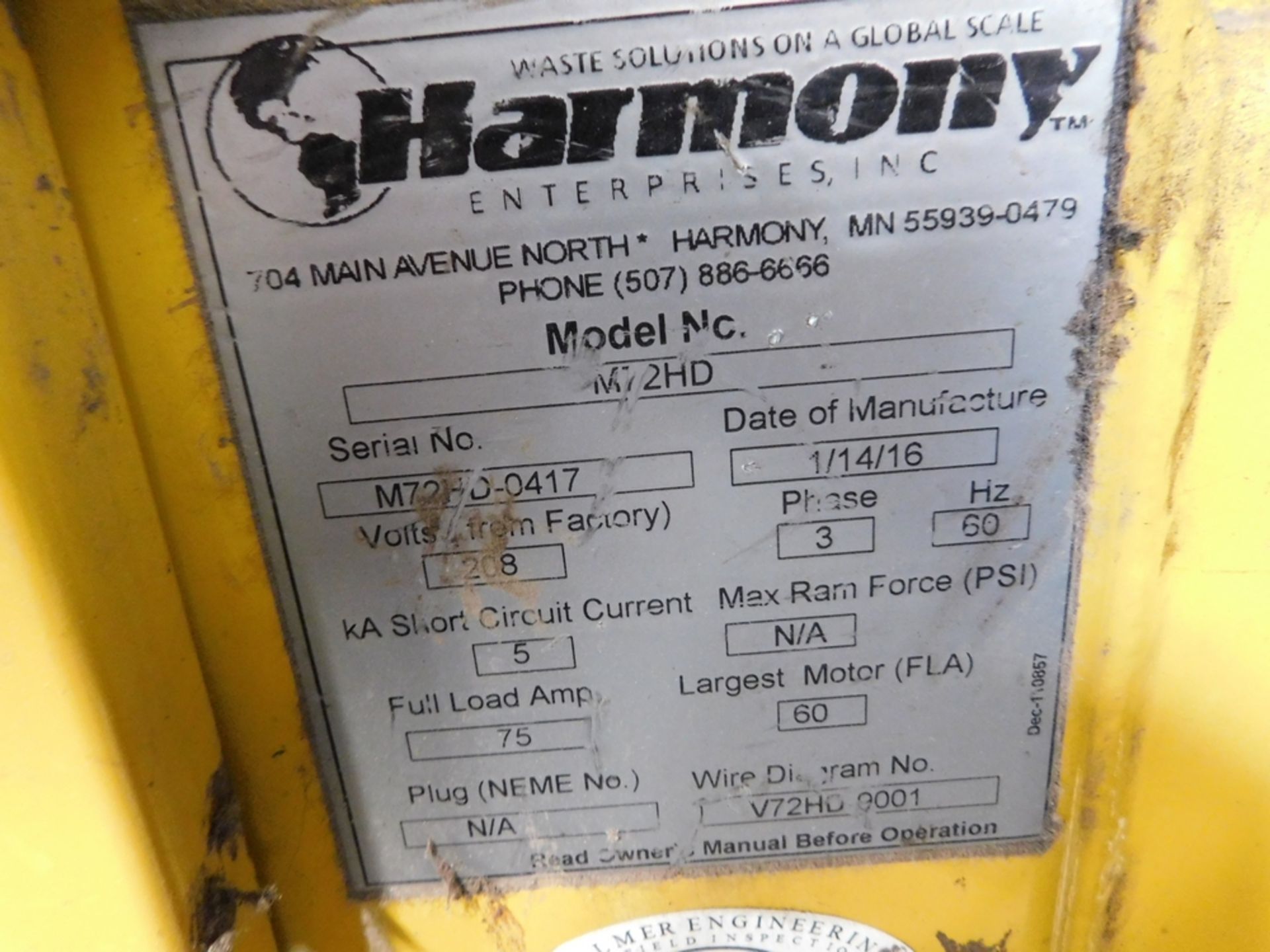 2016 Harmony mod. M72HD, Vertical Baler, Weg - Image 7 of 7