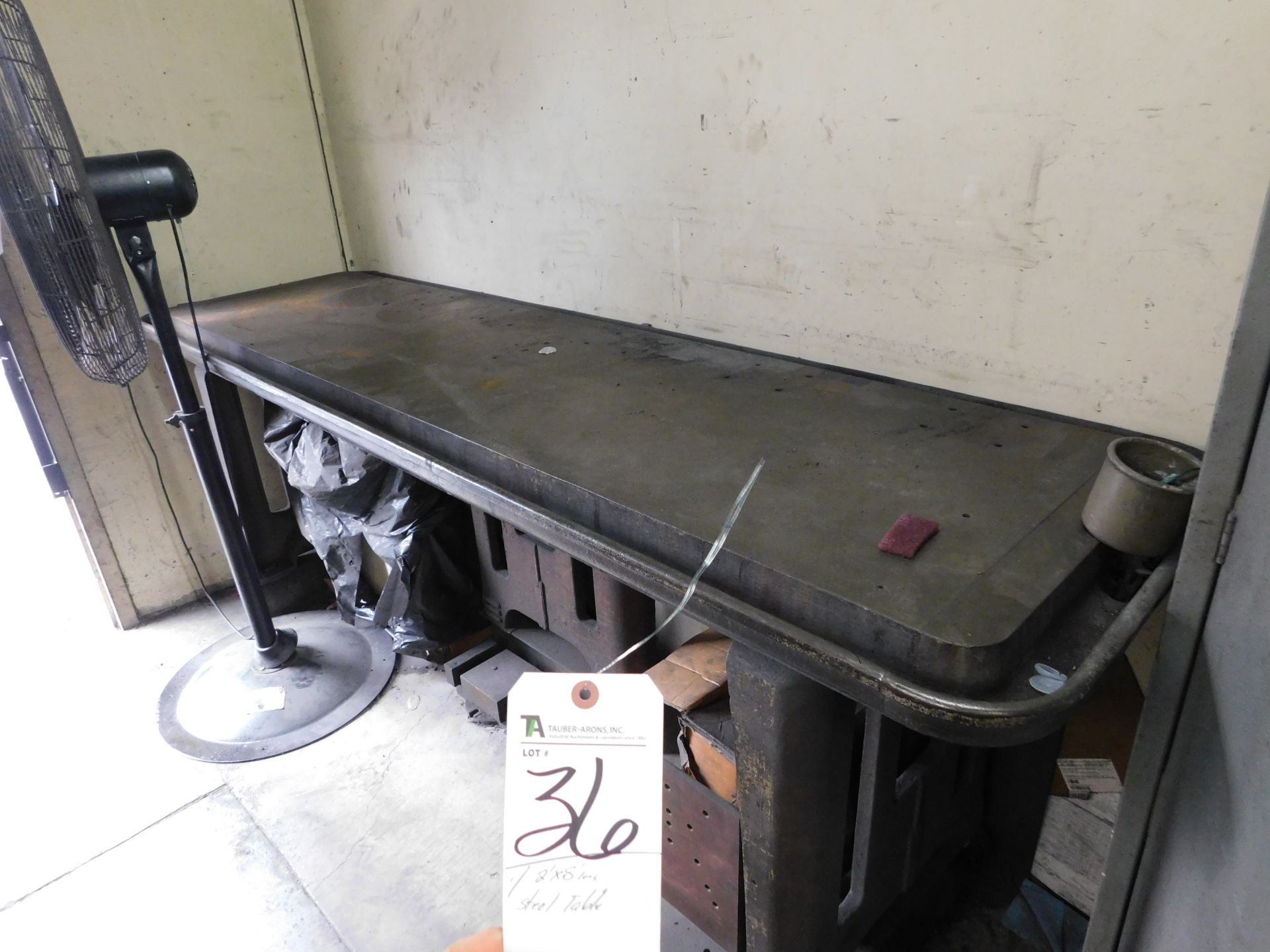 Steel Table, 2' x 8'L w/ Contents Under Table