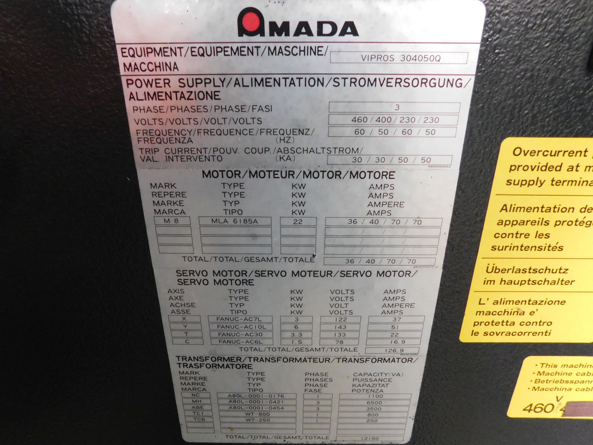 Amada Vipros345, mod. VP304050Q, 30-Ton CNC - Image 6 of 7