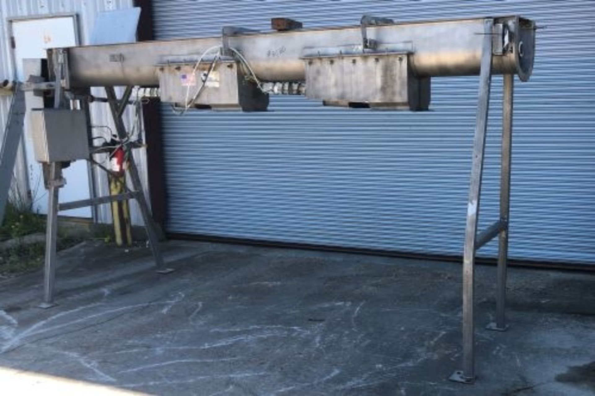 8” diameter x 12’ long KWS stainless steel distribution screw conveyor
