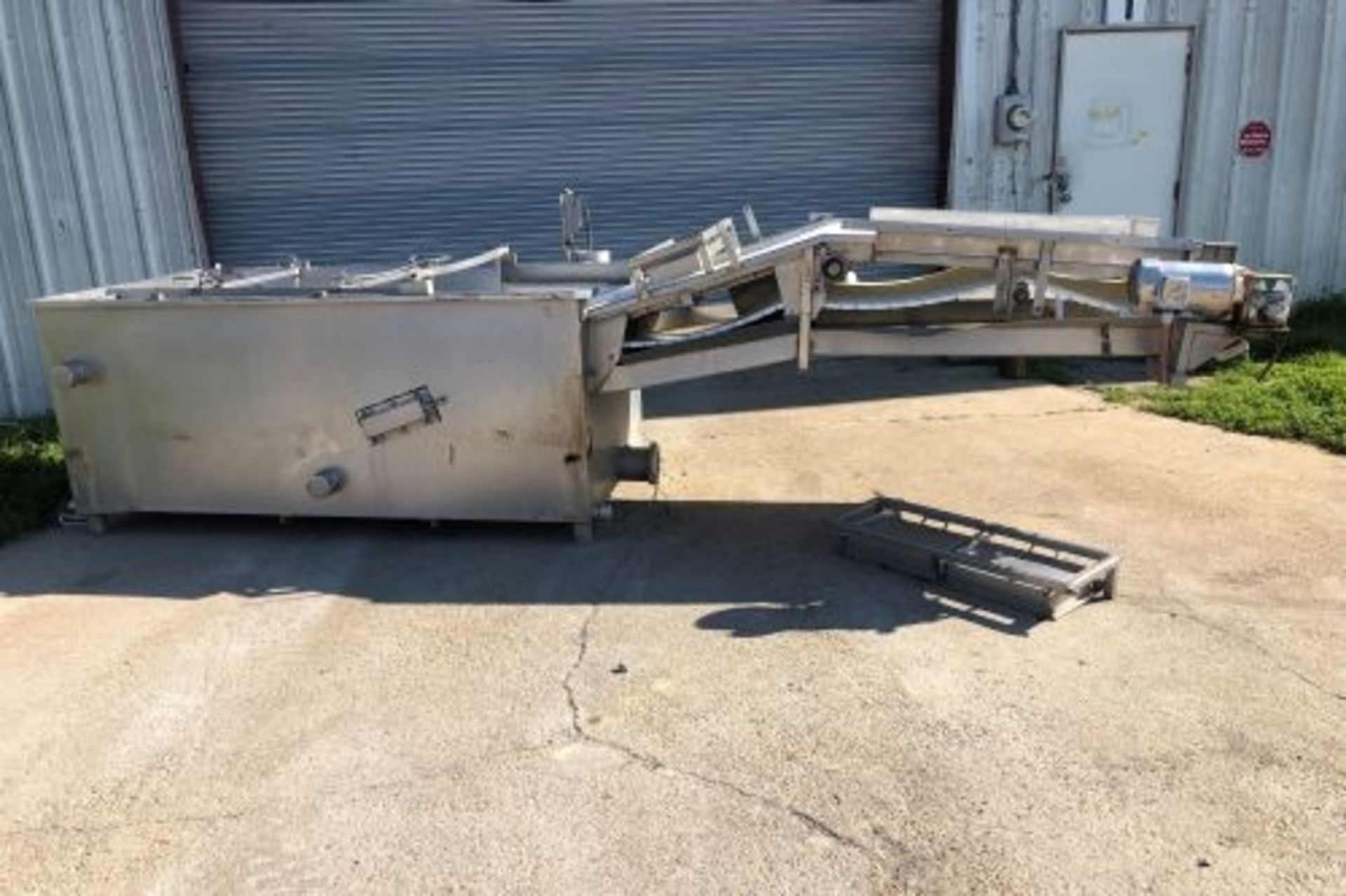 36” wide x 58” long Olney riffle pan destoner and tank