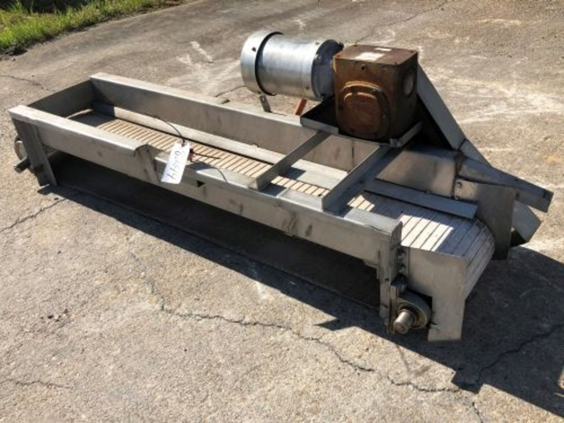 12” wide x 72” long rubber belted stainless steel conveyor