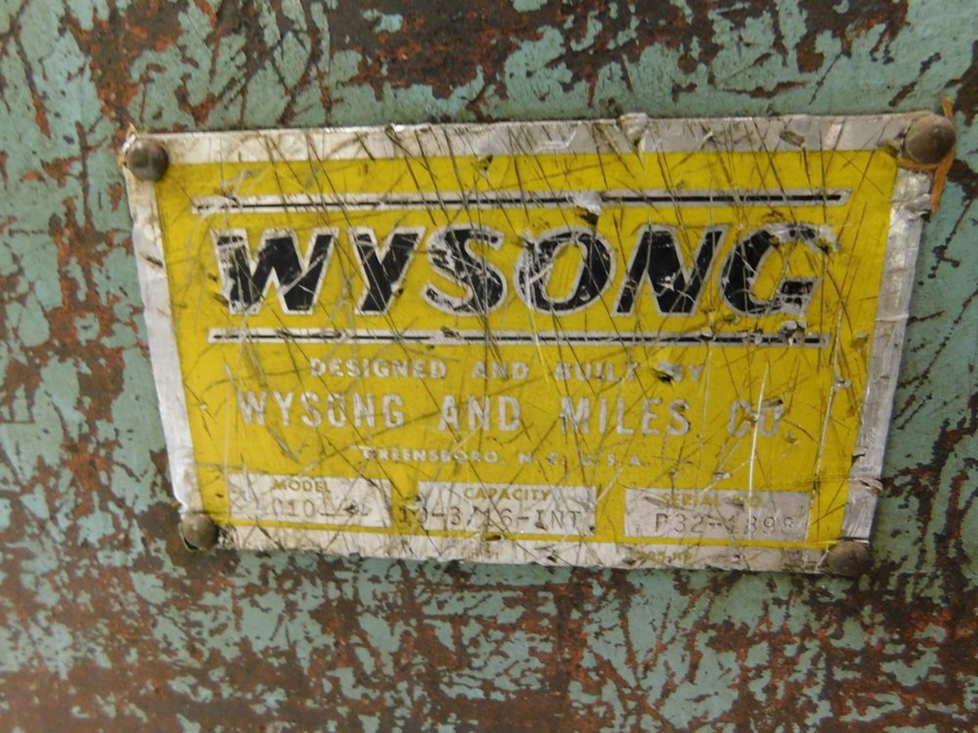 Wysong mod. 31010, 120" Power Shear, 3/16" Gauge Cap.; S/N P32-1899 - Image 4 of 4