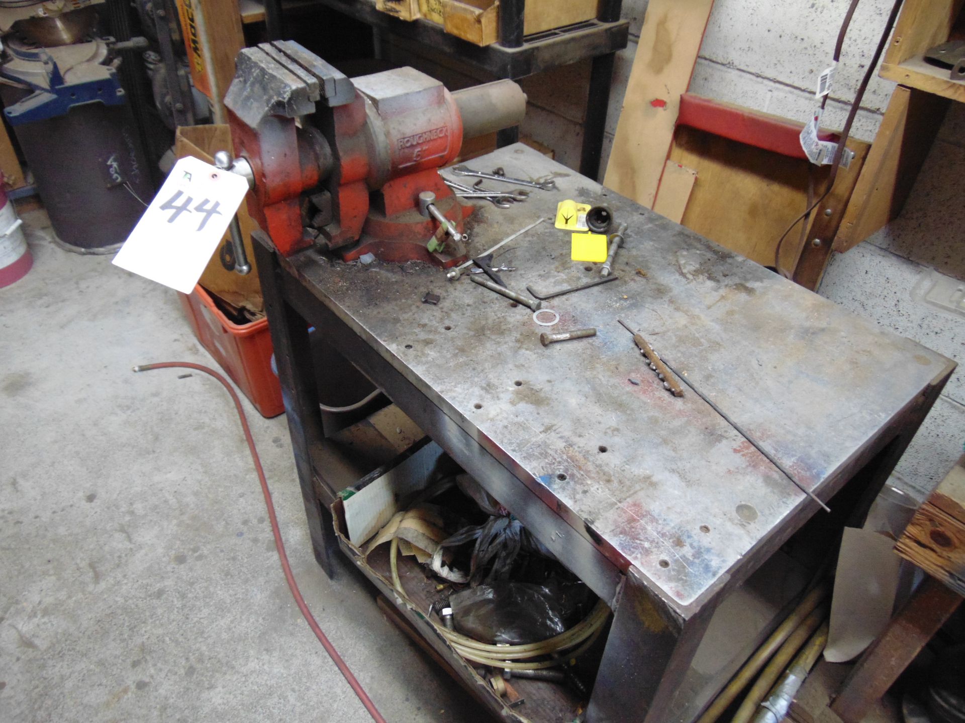 (Lot) Vise & Steel Table