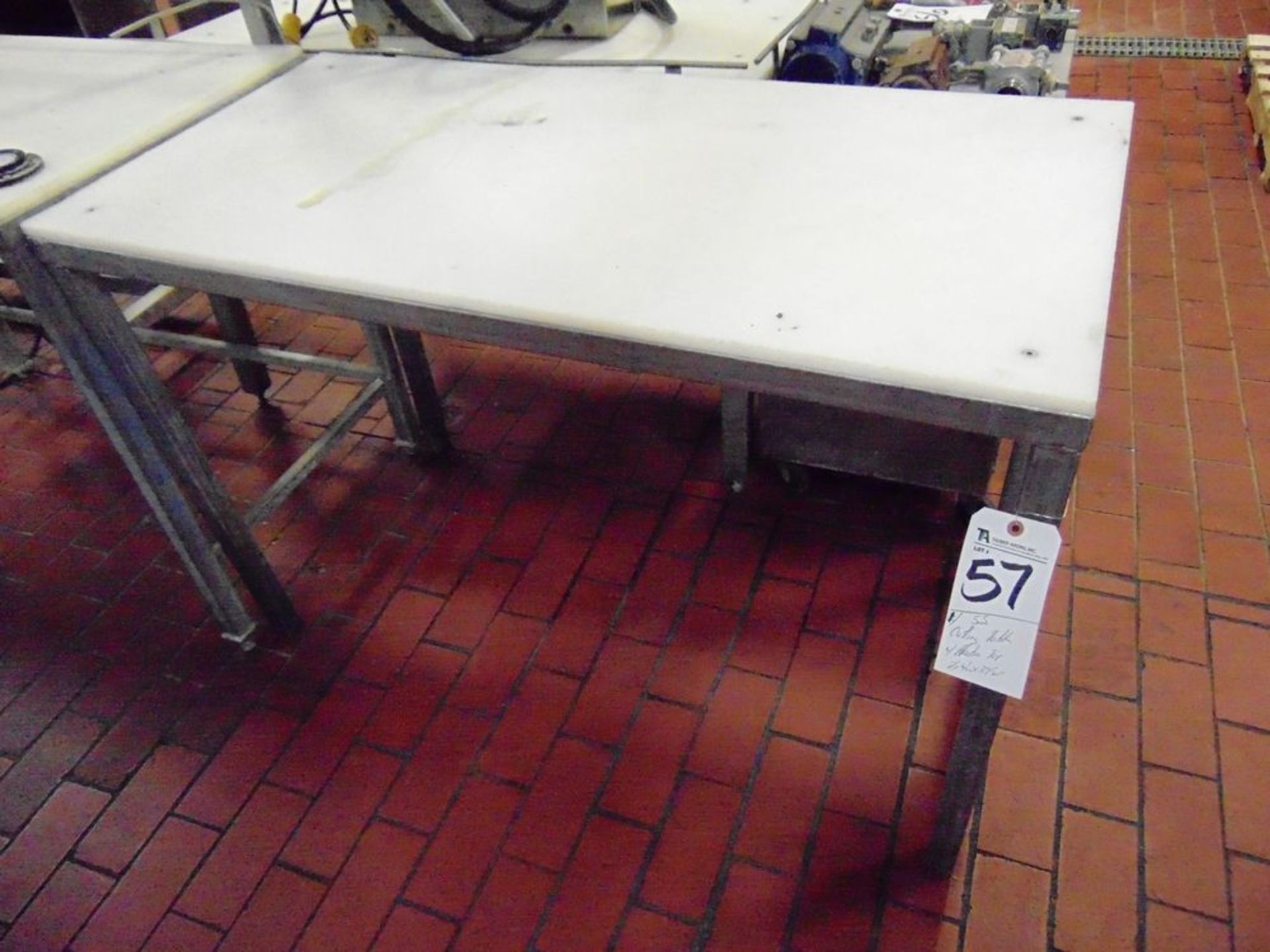 (Lot) S.S. Cutting Table w/ Plastic Top, 2'W x 4'L x 34" Tall